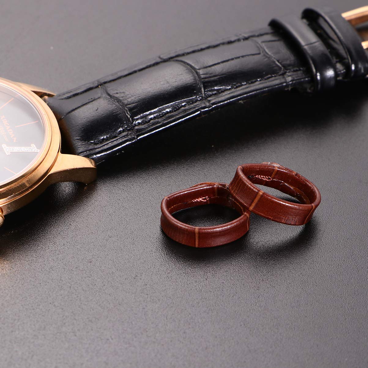 Hemobllo 6pcs 18mm Leather Watch Strap Loop Band Holder Keeper Retainer Ring - Black Replacement Watch Repair Parts for Men Women DIY Accessories