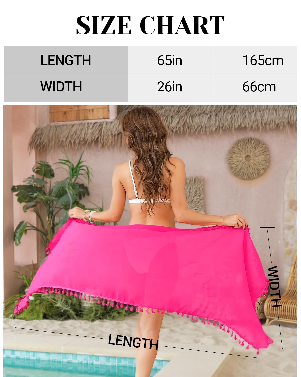Holipick Women's Beach Sarong Cover Up - Flowy Swimsuit Wrap Skirt with Tassels for Pool, Vacation & Summer Outfits | Quick-Dry Bathing Suit Coverup for Beach, Resort & Tropical Getaways