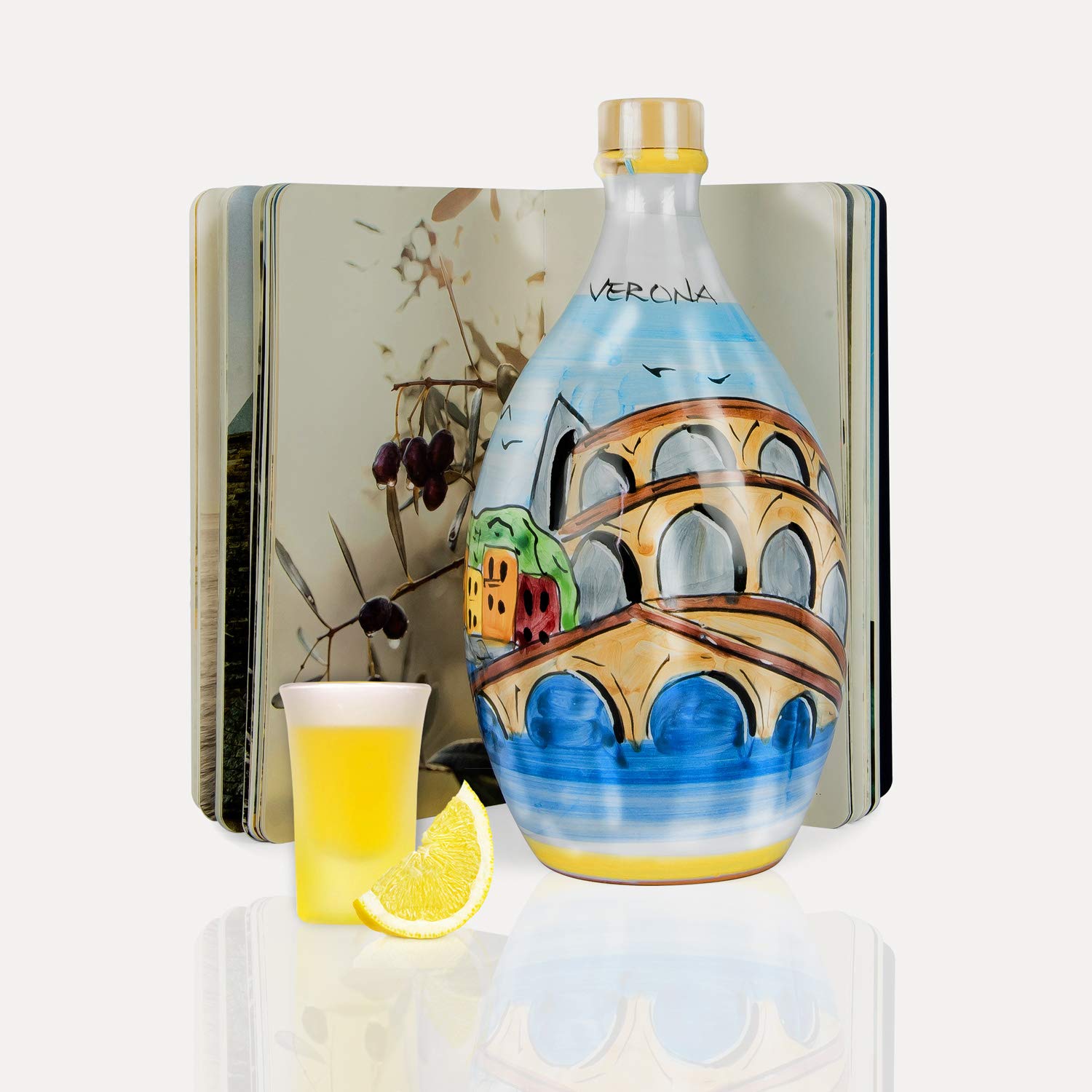 Hand-Painted Ceramic Jar & Italian Book - Verona Inspired Home Decor for Kitchen, Bathroom, or Gift Giving