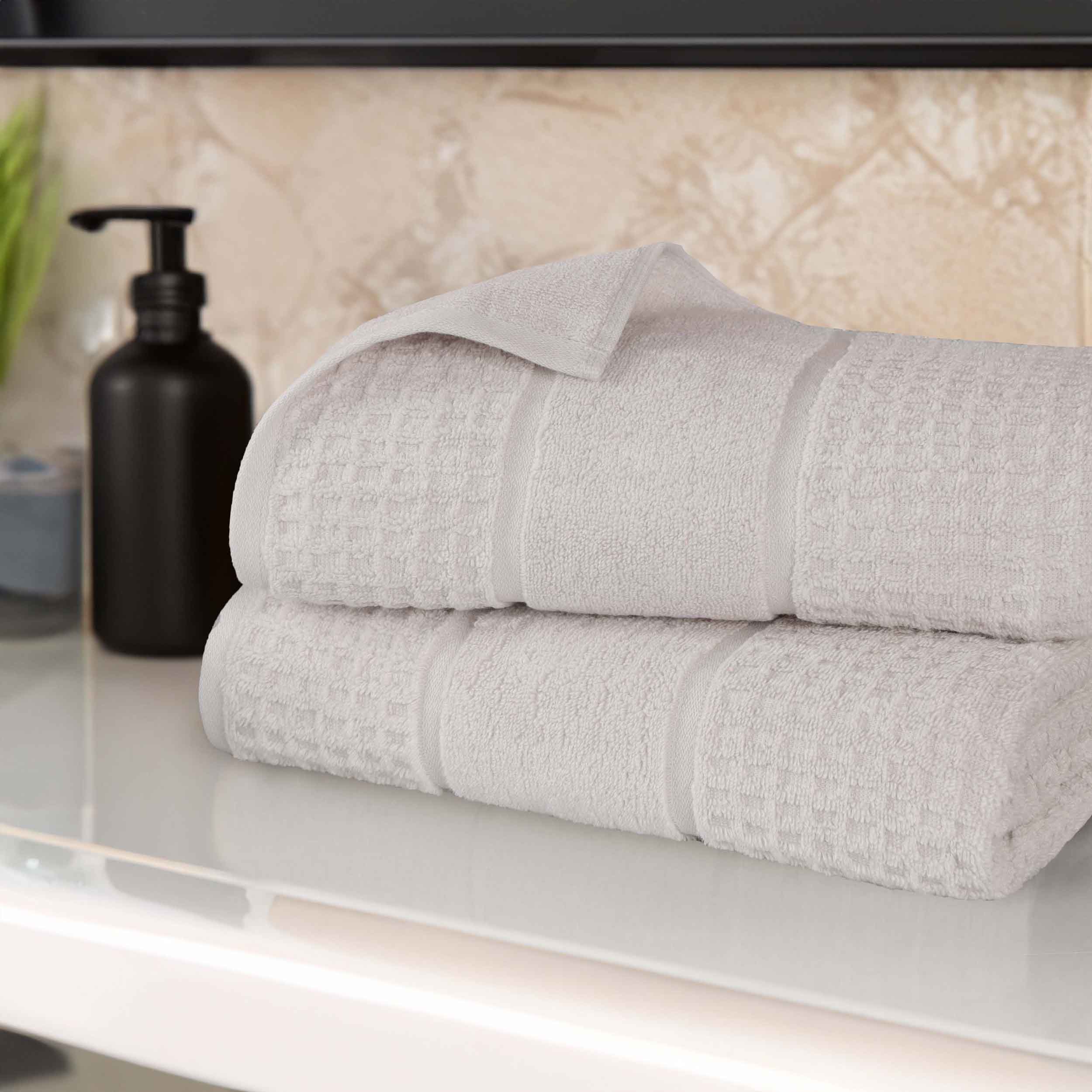 Premium Zero Twist Cotton Waffle Honeycomb Bath Towel Set of 2 - Ultra Soft & Highly Absorbent - Perfect for Spa, Bathroom & Luxury Hotel Use