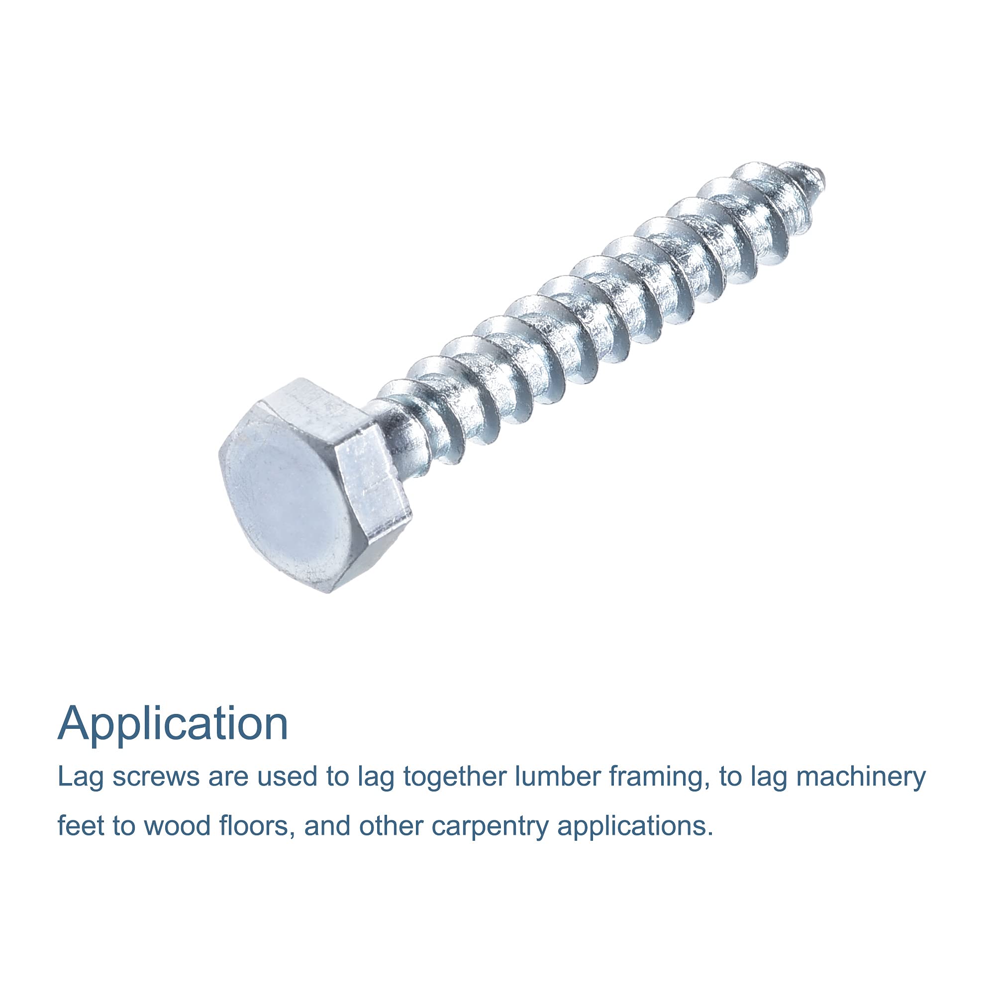 Hex Lag Screws M6 x 40mm Zinc Plated Self-Tapping Bolts for Wood - 25Pcs (Outdoor Furniture & Decking)
