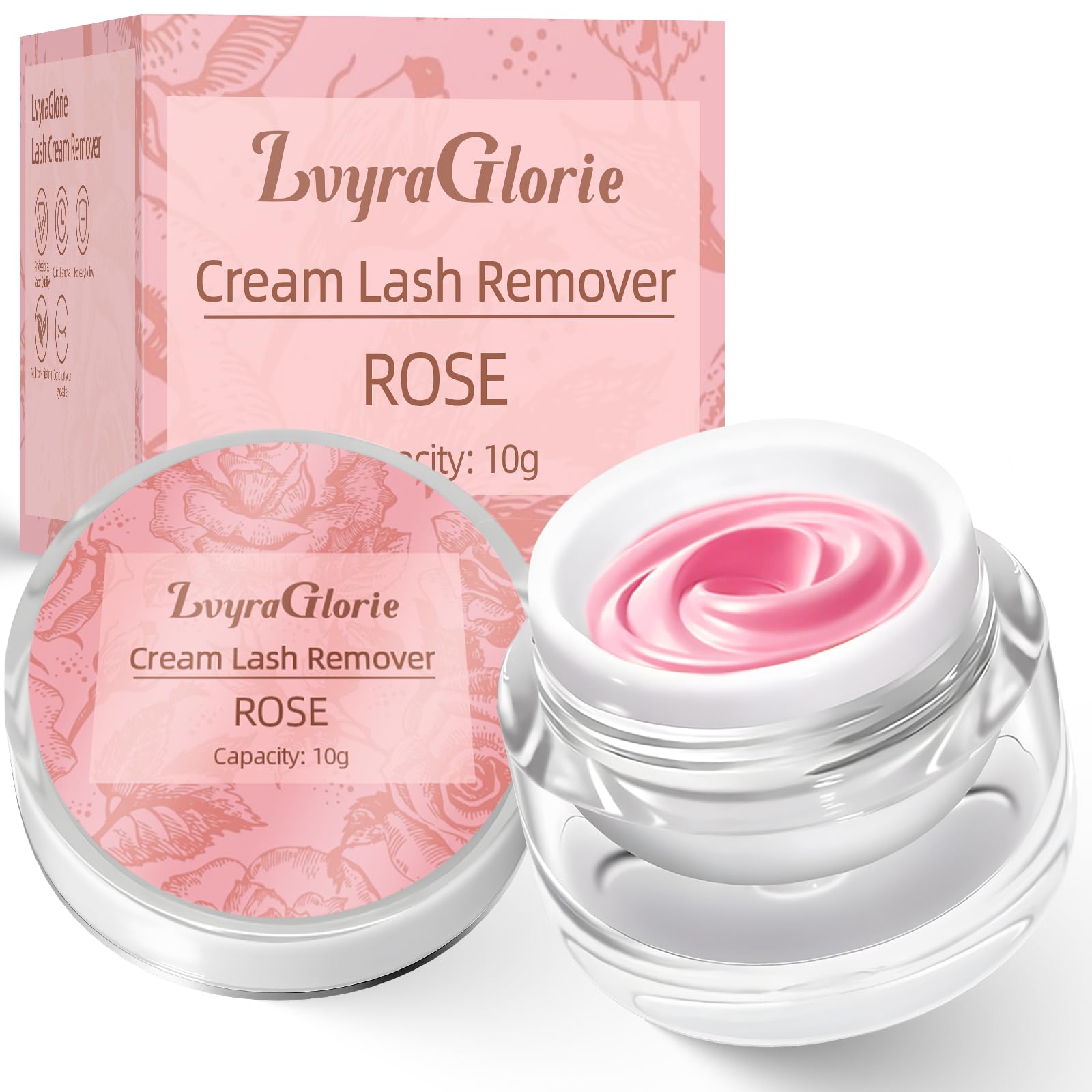Professional Eyelash Extension Remover Cream - 10g Rose Fast Dissolving Lash Glue Remover for Cluster Lashes | Gentle Formula with Mild Ingredients | Perfect for Salon & Home Use | Pink Packaging