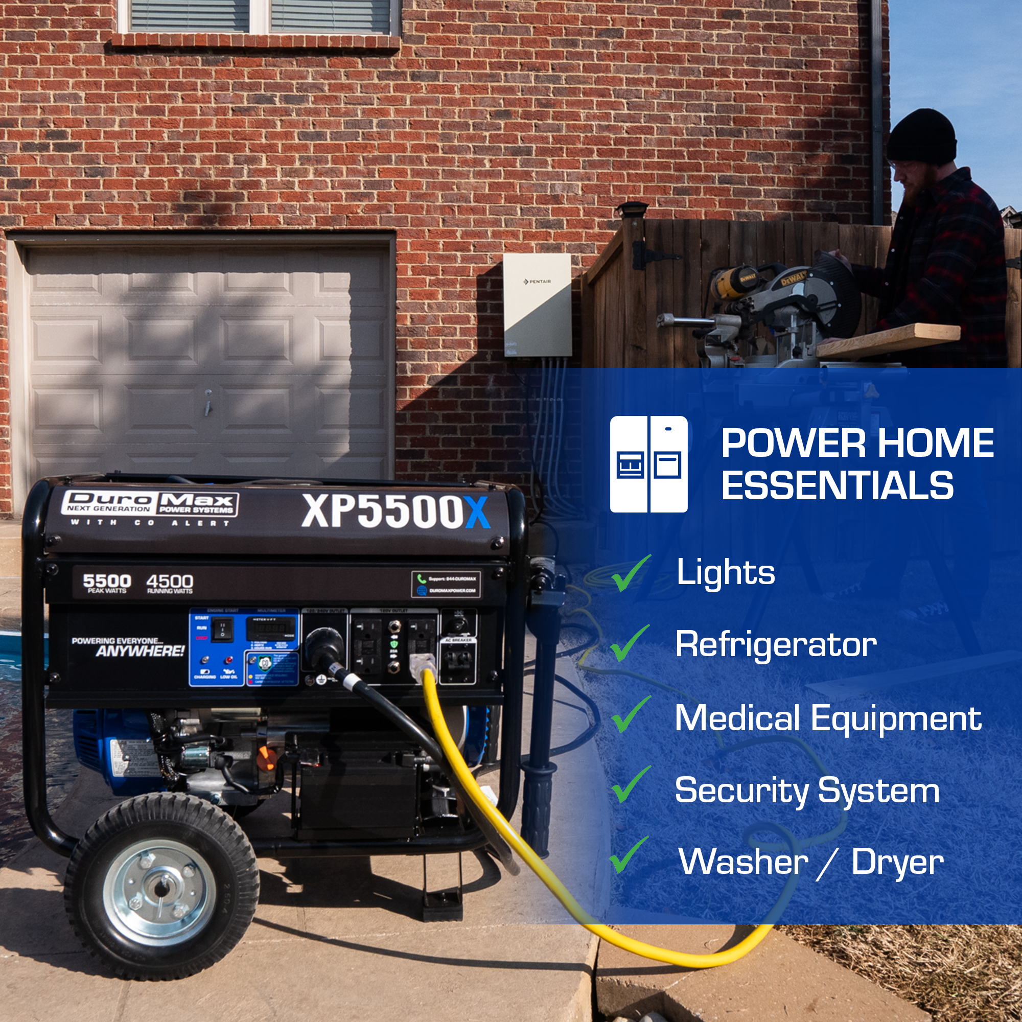 5500W Portable Gasoline Generator with CO Alert - Reliable Backup Power for Home, Camping & Outdoor Emergencies