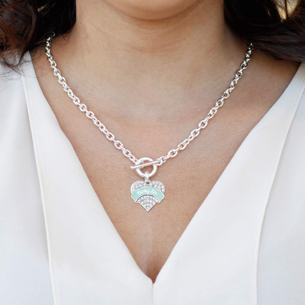 Inspired Silver - 18 Inch Sterling Silver Pave Heart Charm Necklace with Cubic Zirconia | Elegant Jewelry Gift for Women | Perfect for Valentine's Day, Anniversary & Special Occasions