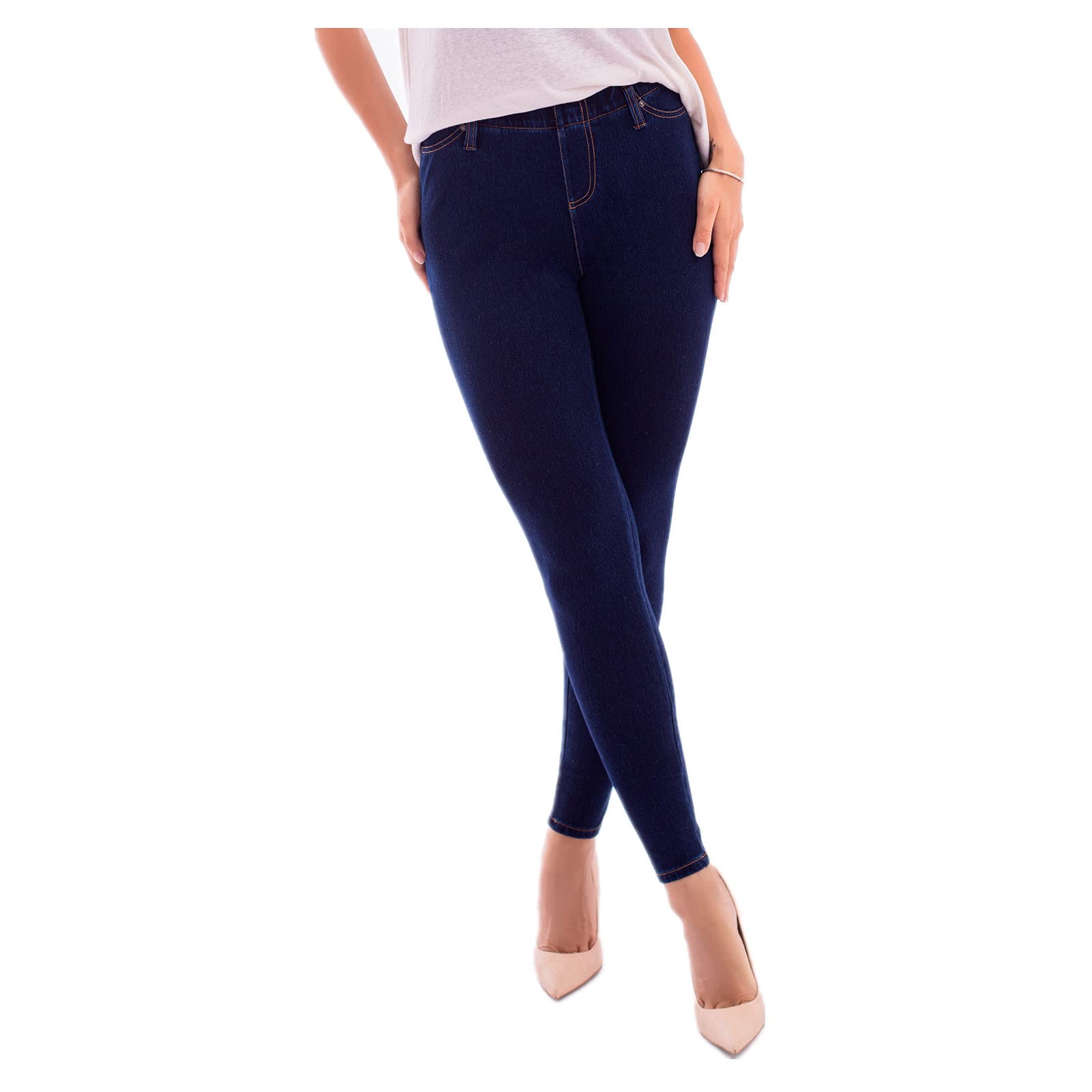 WOPICK Women's Stretchy Jeggings - High Waist Knit Jean Leggings with Pockets | Perfect for Yoga, Workout & Casual Wear