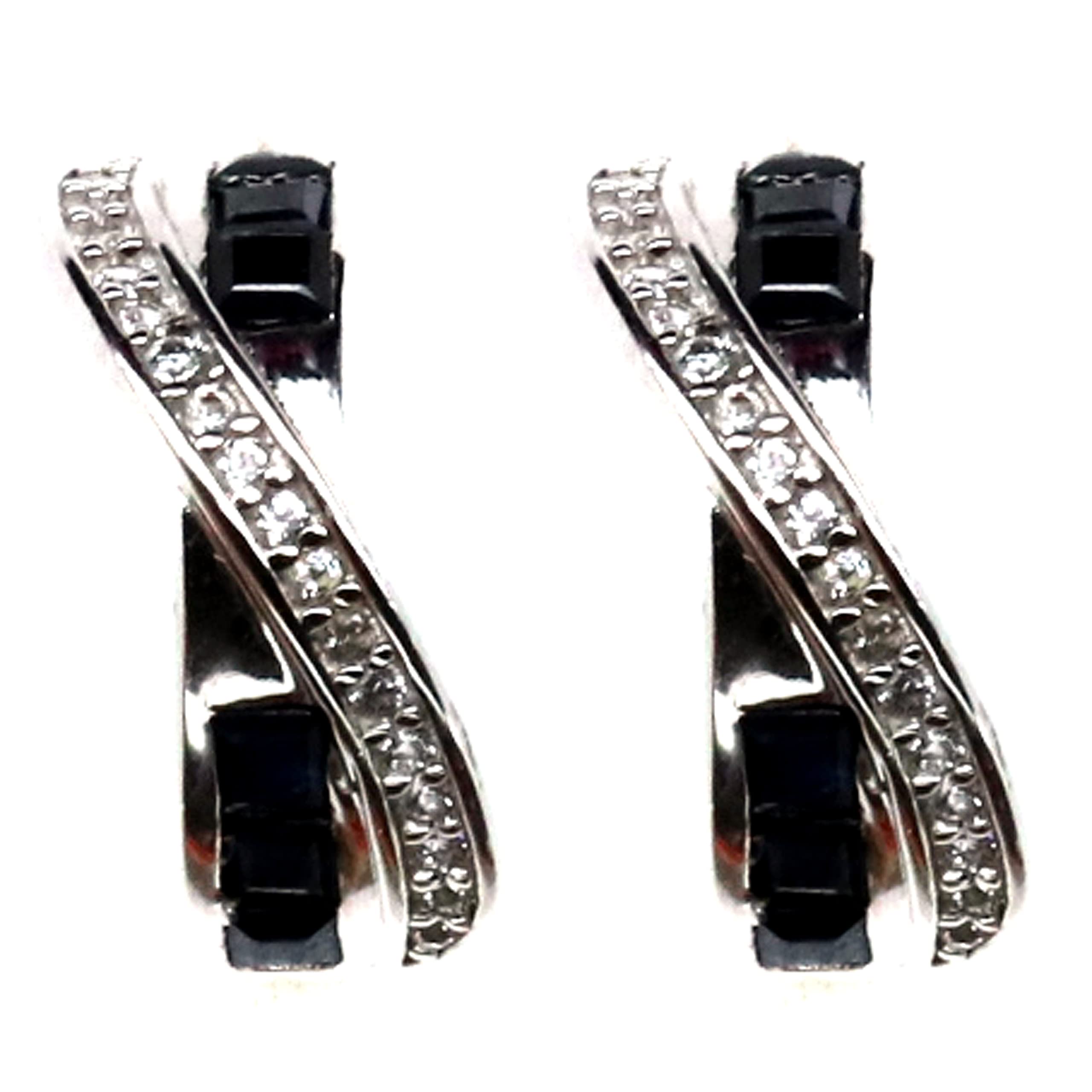 Blue Heated Sapphire & White Unheated Topaz Earrings - 925 Sterling Silver Jewelry for Women - Perfect for Weddings, Parties & Special Occasions