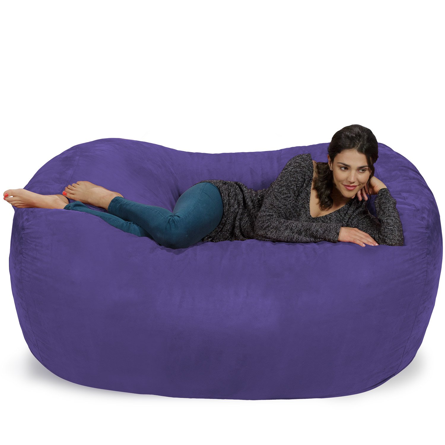Chill Sack 6' Memory Foam Bean Bag Chair - Oversized Lounger with Soft Microfiber Cover (Purple) for Living Room, Game Room & Dorm Relaxation