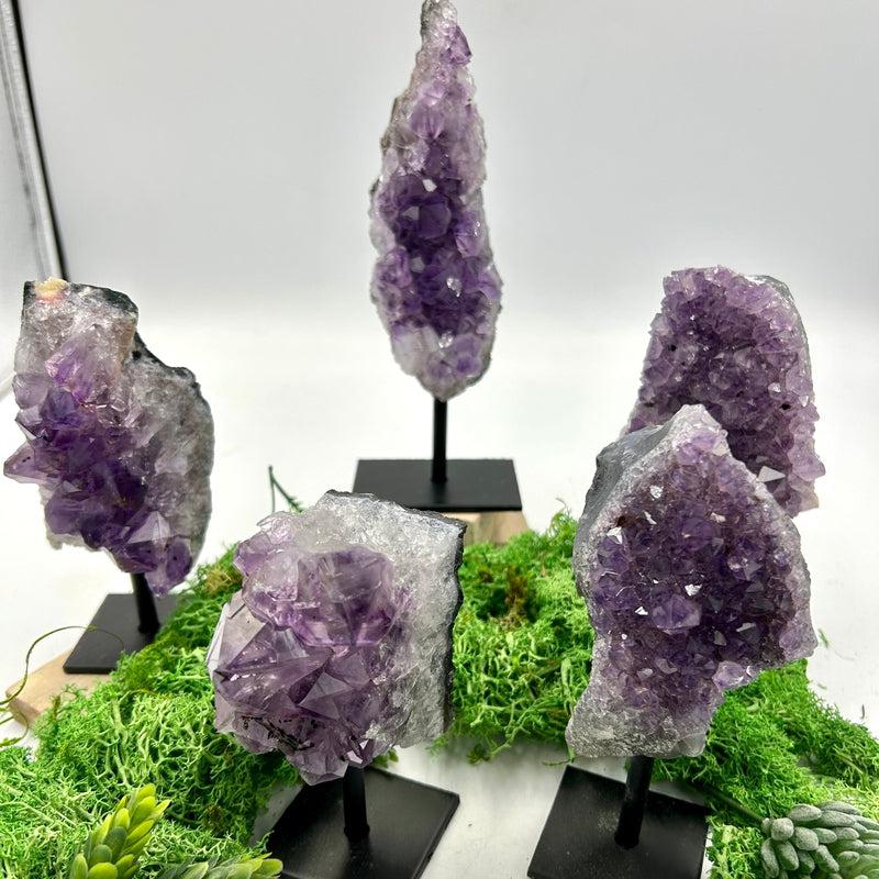 Natural Amethyst Crystal Clusters on Pins - Healing, Spiritual Growth & Energy Cleansing | Premium Brazilian Gemstones | Perfect for Meditation, Chakra Balancing & Home Decor