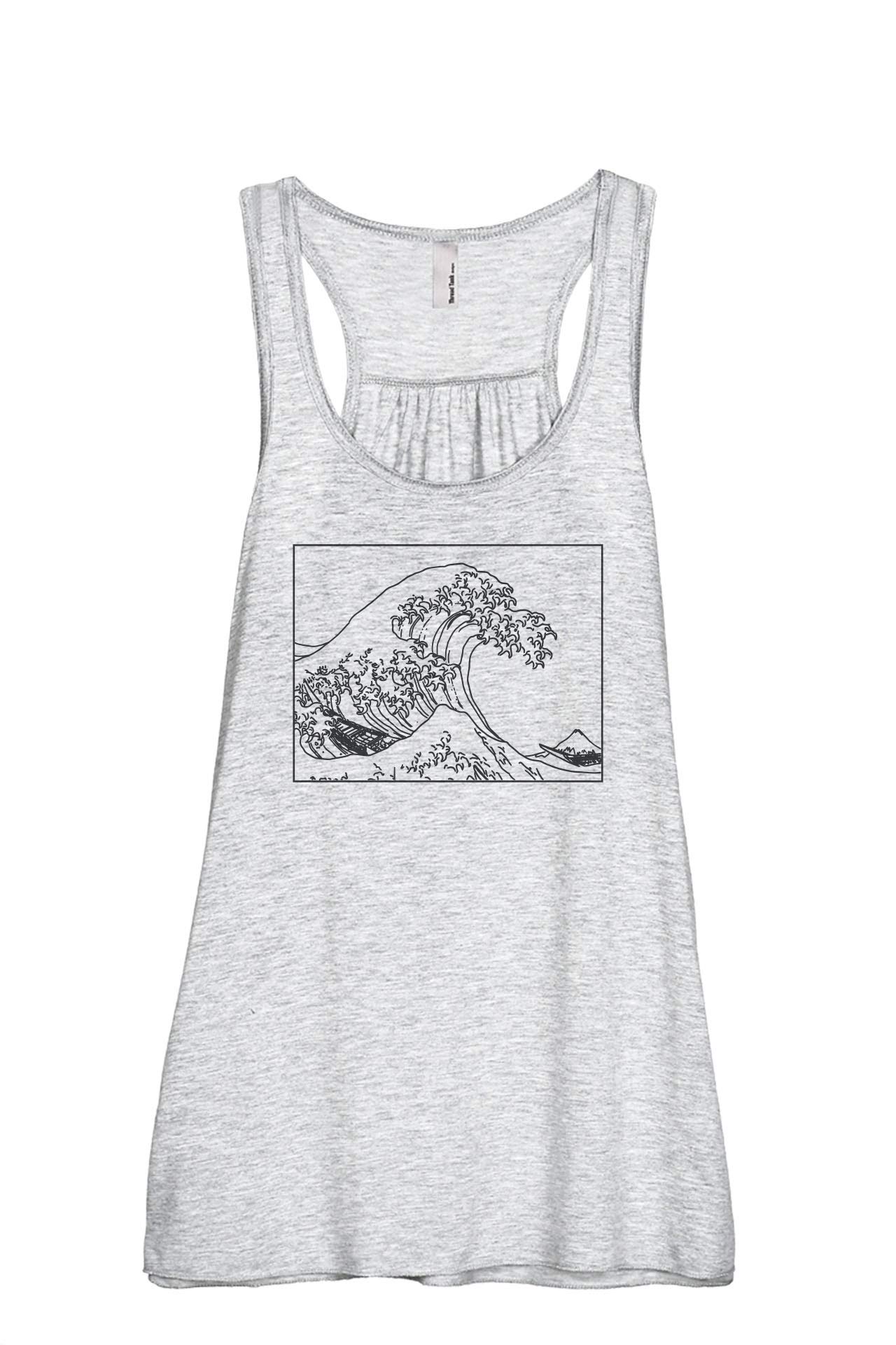 Hokusai Great Waves Women's Sleeveless Flowy Racerback Tank Top - Casual Summer Wear, Yoga & Beach Outfit