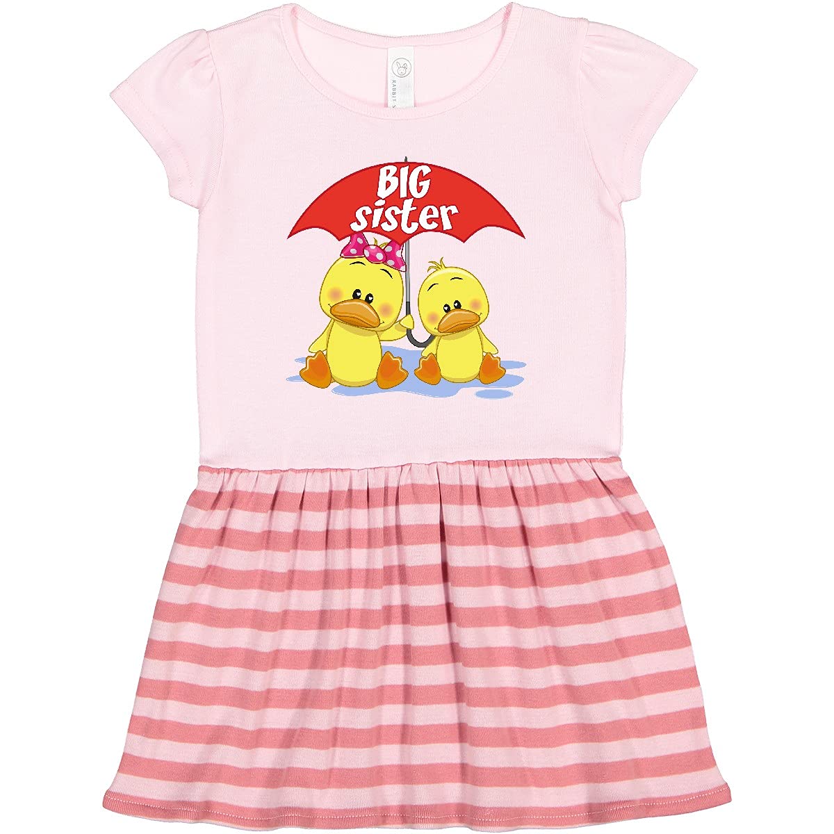 Inktastic Big Sister Duck Toddler Dress - Cute Cartoon Duck Print Girls' Outfit for Toddlers, Perfect for Sibling Photos, Playdates & Family Events