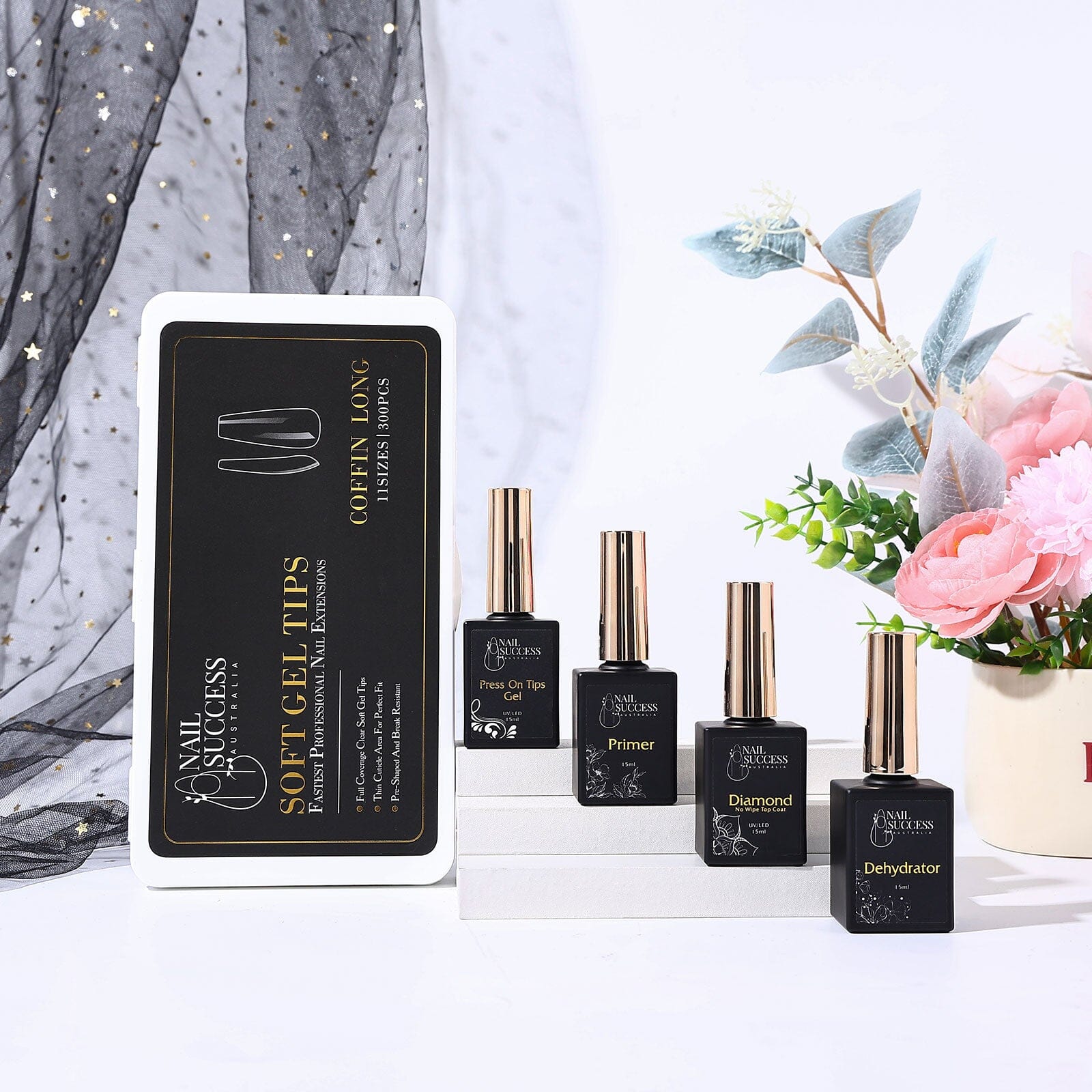 Soft Gel Press On Nail Kit - Long Lasting Fake Nails with Glue & Nail File - Perfect for Home Manicure, Parties & Special Occasions