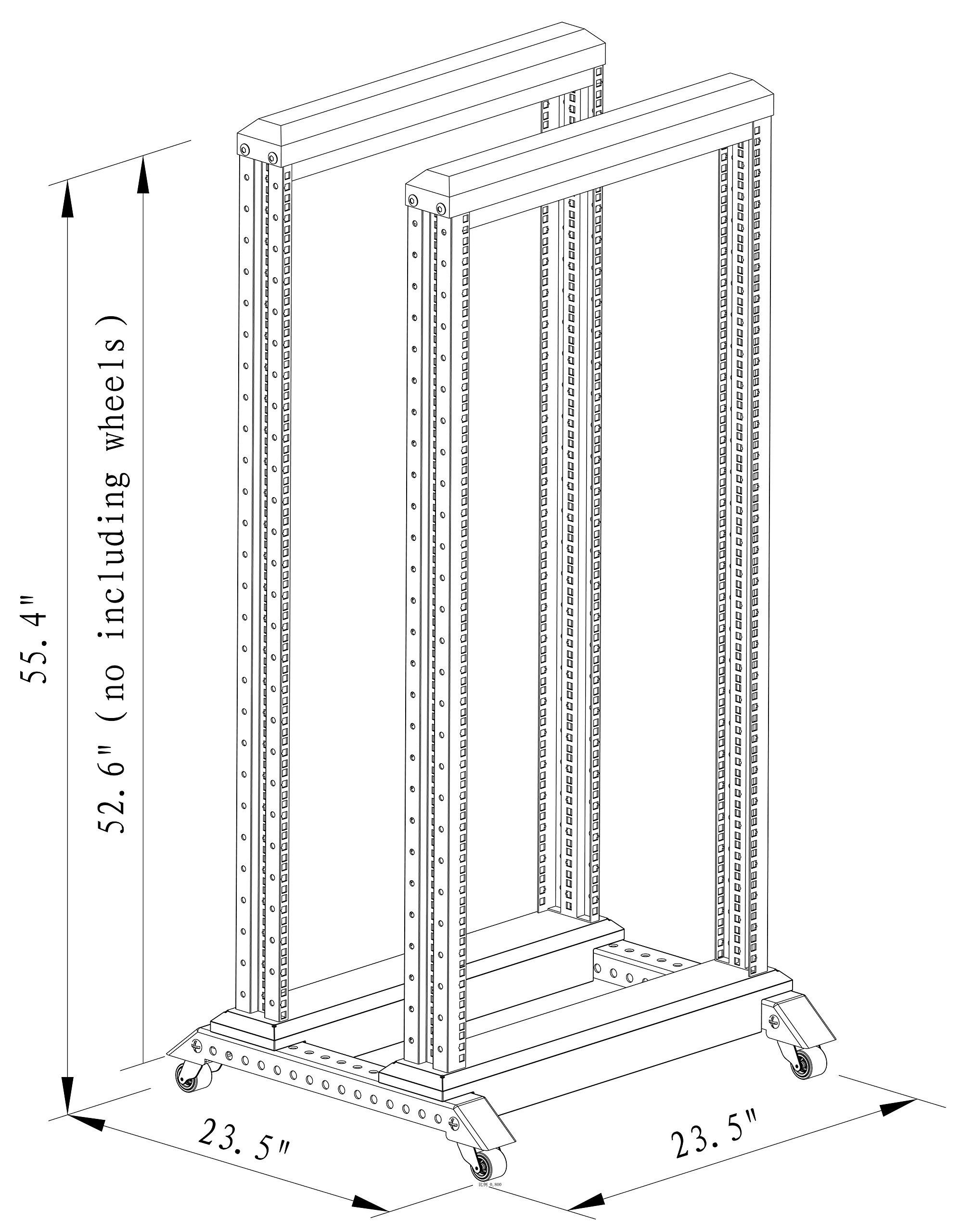 27U 4-Post Open Frame Server Rack - 600mm Deep Network Equipment Cabinet with 3 Pairs of L Rails for Data Centers, Home Labs & IT Installations
