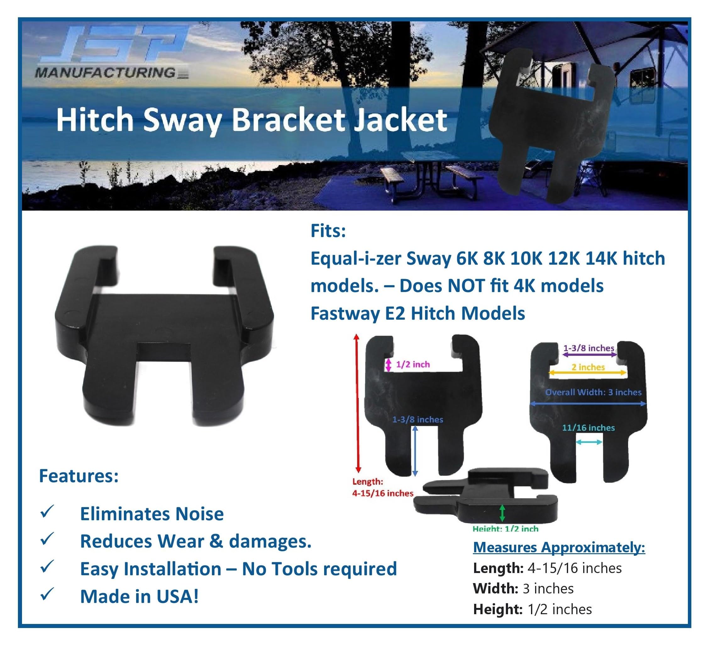 4 Pack Sway Bracket Jacket for E2 - Noise-Reducing Cushion Between Sway Control Bracket & Bar - Eliminates Wear & Vibration - Perfect for RV, Trailer, and Travel Camper Stabilization