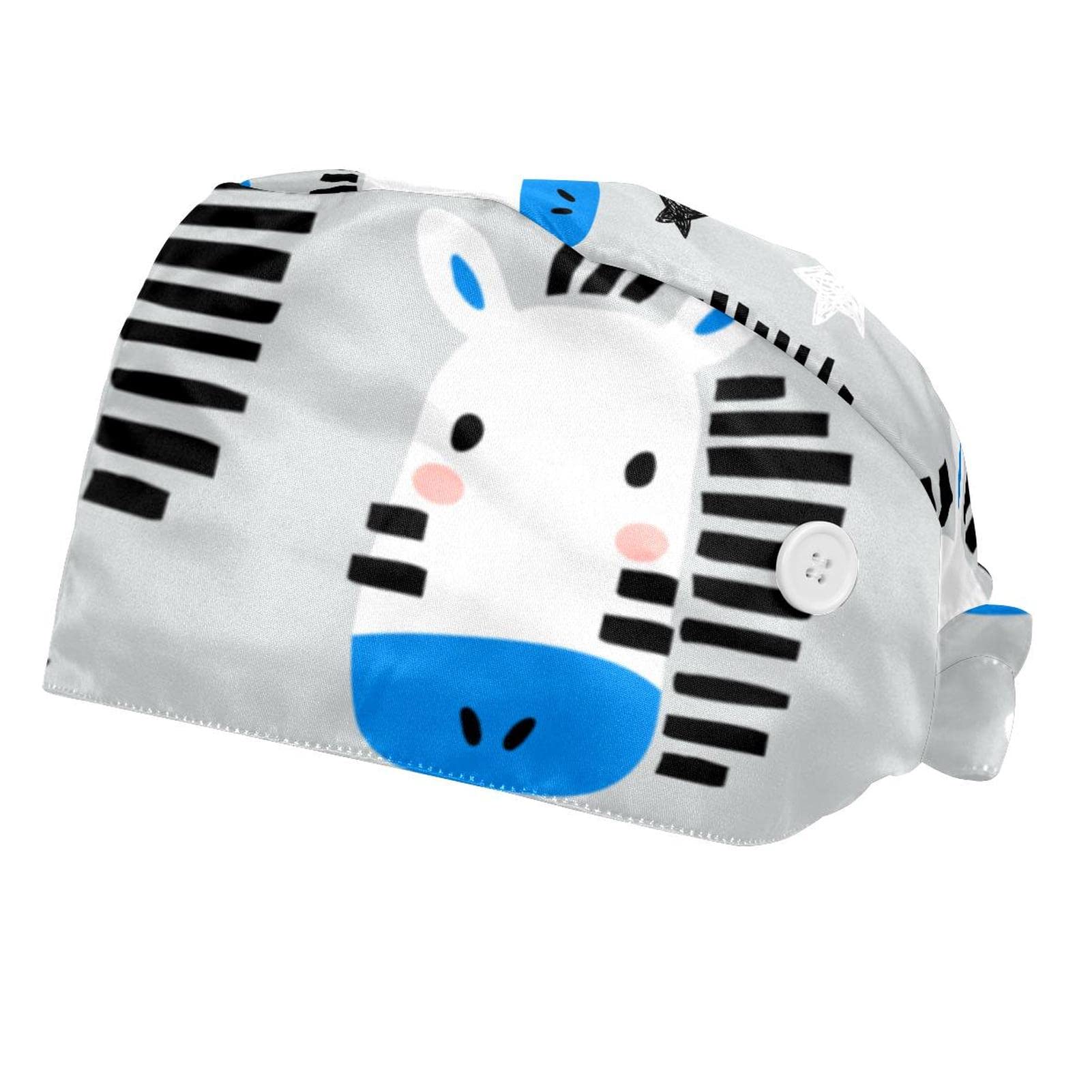 2 Pack Adjustable Work Caps with Button & Sweatband - Unisex Working Hats for Men & Women - Zebra Print Wildlife Design - Perfect for Construction, Gardening, Outdoor Activities & Safari Adventures