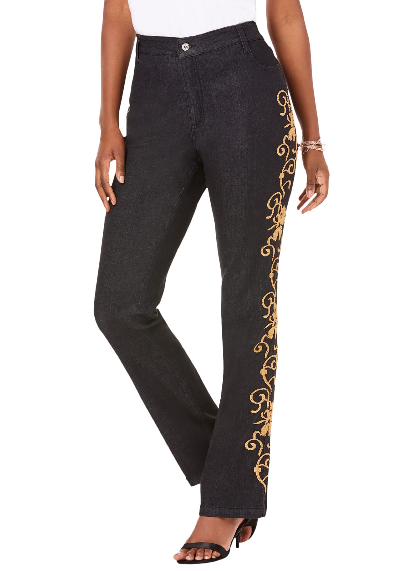 Roaman's Women's Plus Size Whitney Jean with Invisible Stretch - Comfortable Stretchy Denim Pants for Curvy Figures | Perfect for Work, Casual Outings & Everyday Wear