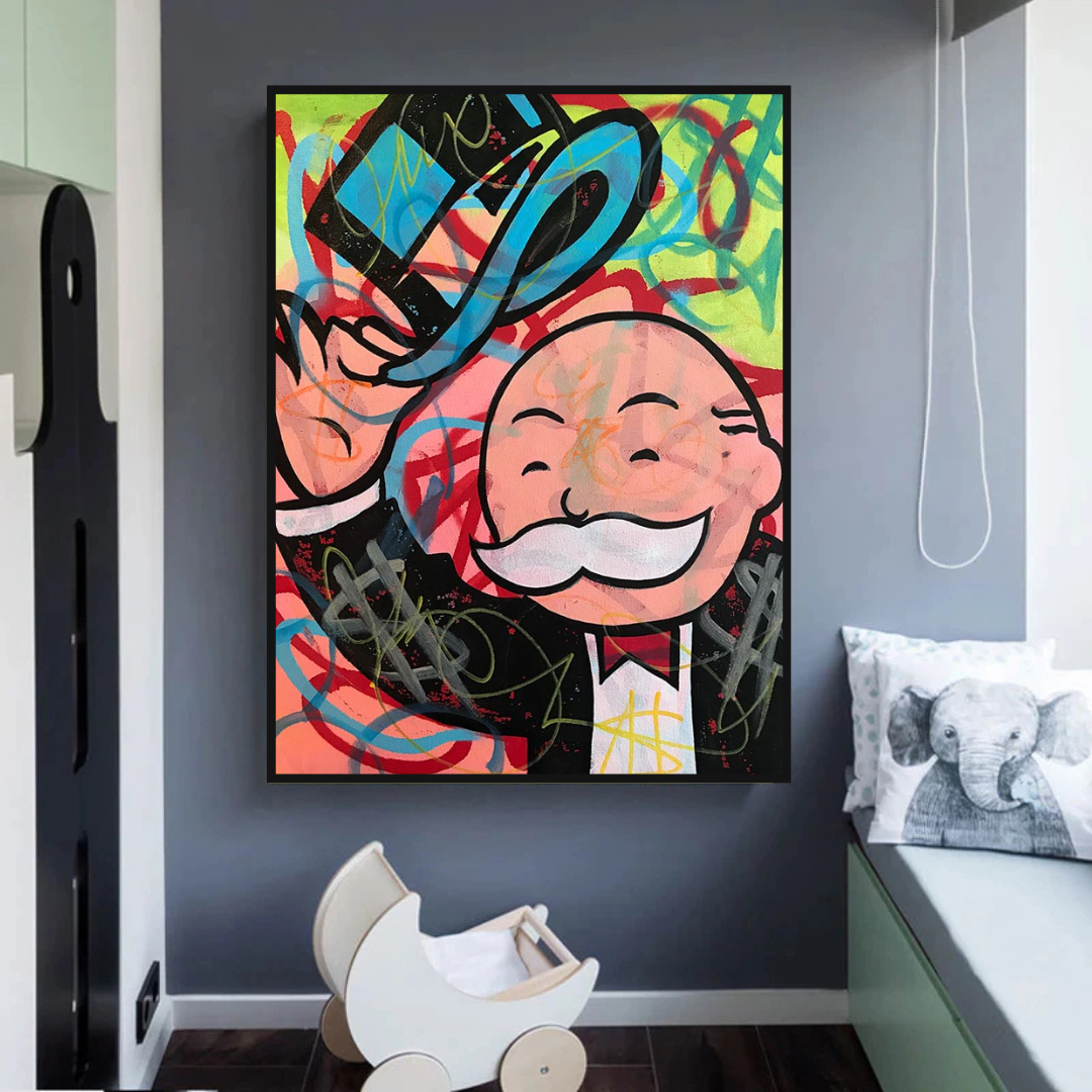 Alec Monopoly Magician Canvas Print - Millionaire Art Wall Decor for Living Room, Office & Luxury Home