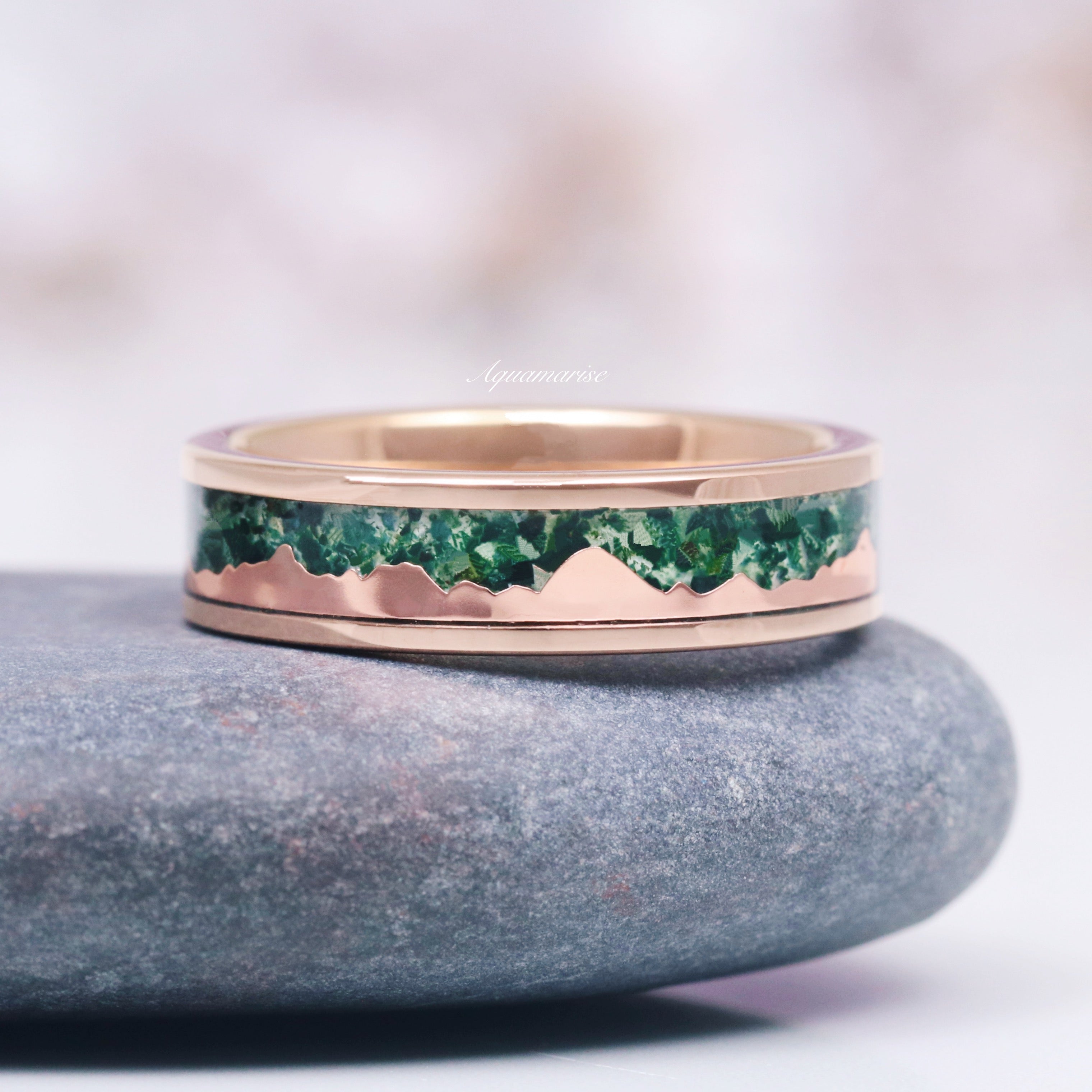 Natural Green Moss Agate Couples Ring for Men & Women - Handmade Sterling Silver Band, Boho Wedding Rings, Anniversary Gift for Him & Her - Perfect for Outdoor Adventures, Romantic Dates & Special Occasions
