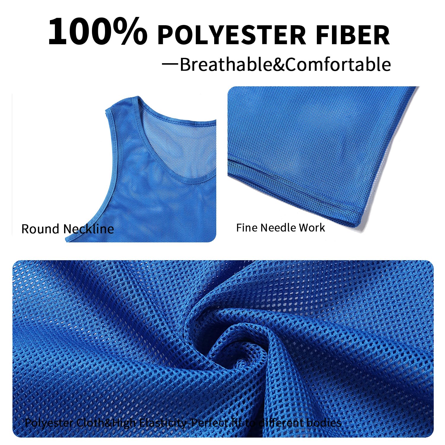 Breathable Nylon Mesh Soccer Training Vests for Adults & Youth - Numbered Practice Pinnies & Bibs for Team Drills, Scrimmages & Sports Activities