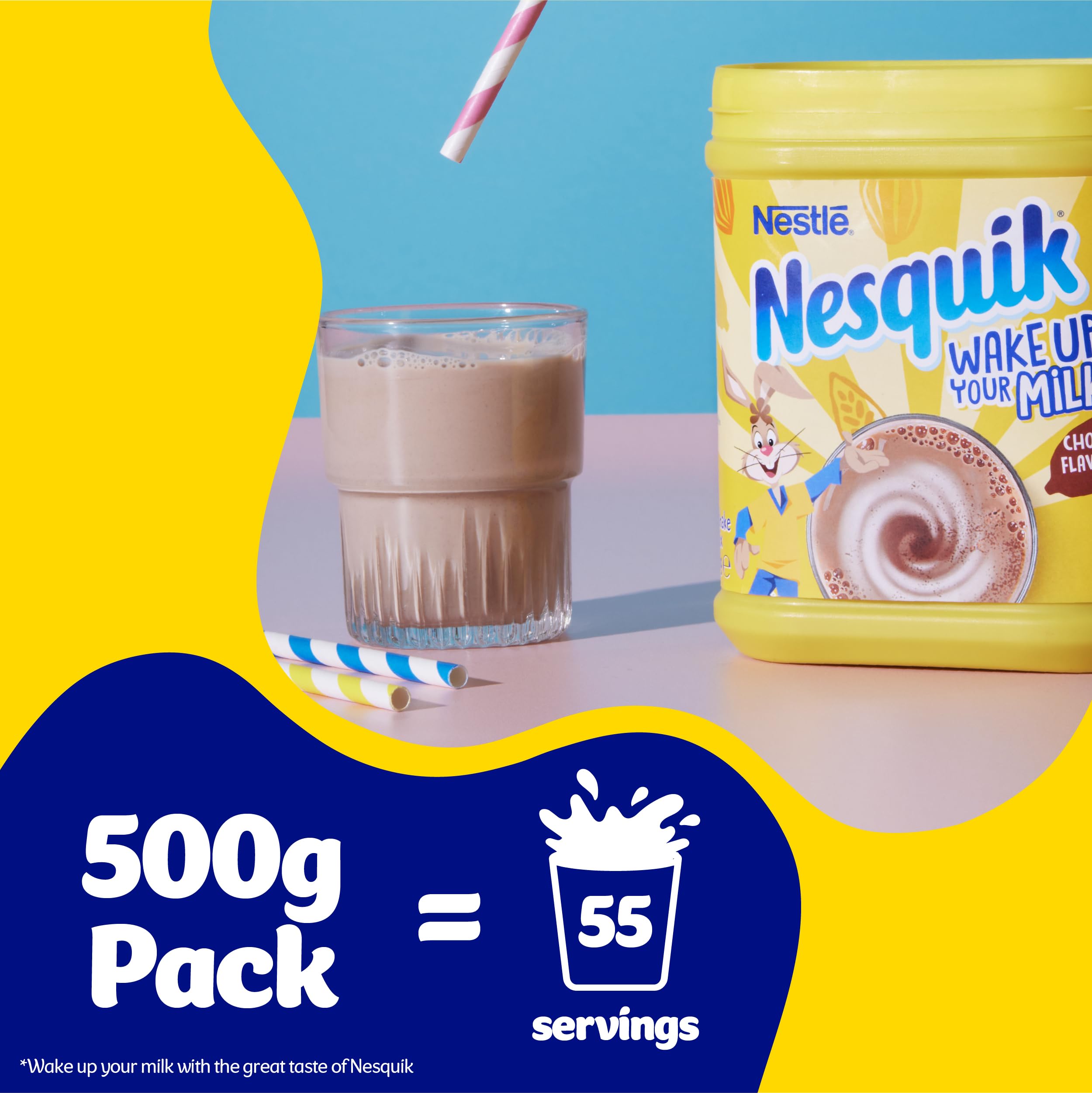 Nesquik Chocolate Flavor Milkshake Powder 500g - Delicious Chocolate Drink Mix for Kids & Adults - Perfect for Breakfast, Snacks, and Desserts