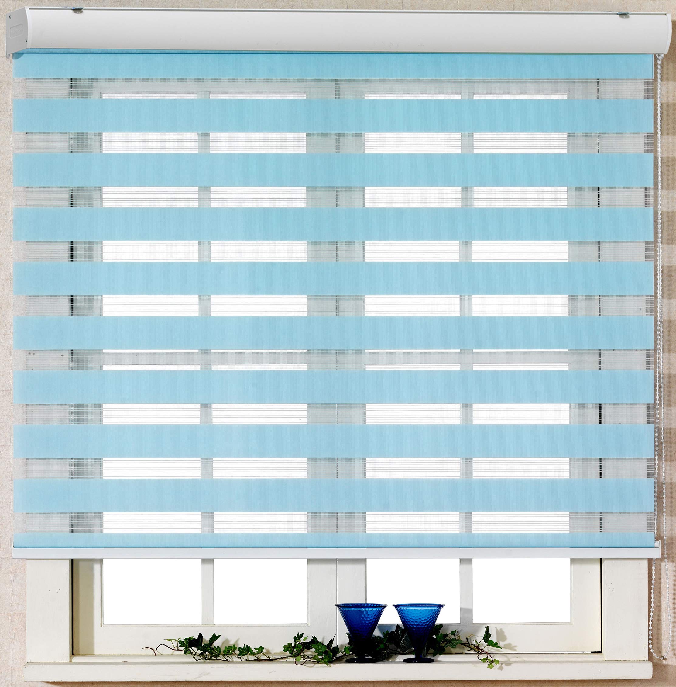 Custom Size Zebra Roller Blinds - Dual Layer Sheer & Blackout Shades for Day & Night Light Control (79