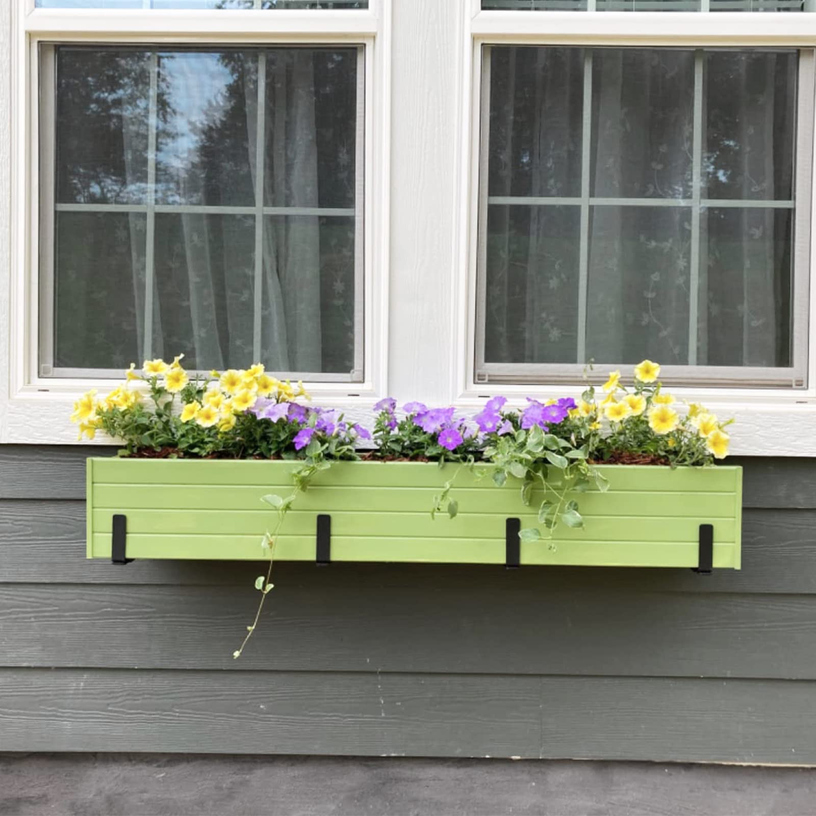 Heavy Duty Adjustable Window Box Bracket 6 Pack - Wall Mount Flower Planter Holder for 6 to 12 Inch Deep Planters | Outdoor Garden Balcony Decoration & Window Sill Flower Display