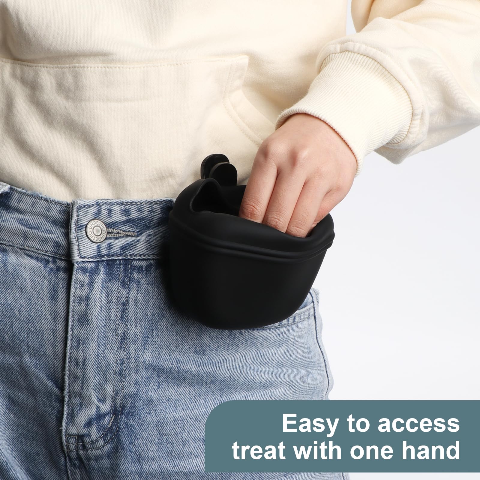 **WALLFID Silicone Dog Treat Pouch with Auto Closure & Magnetic Buckle – Hands-Free Training Bag for Dogs & Cats – Includes Pet Clicker, Waist Clip – Easy to Clean & Odorless – Perfect for Walks, Hiking & Outdoor Adventures**
