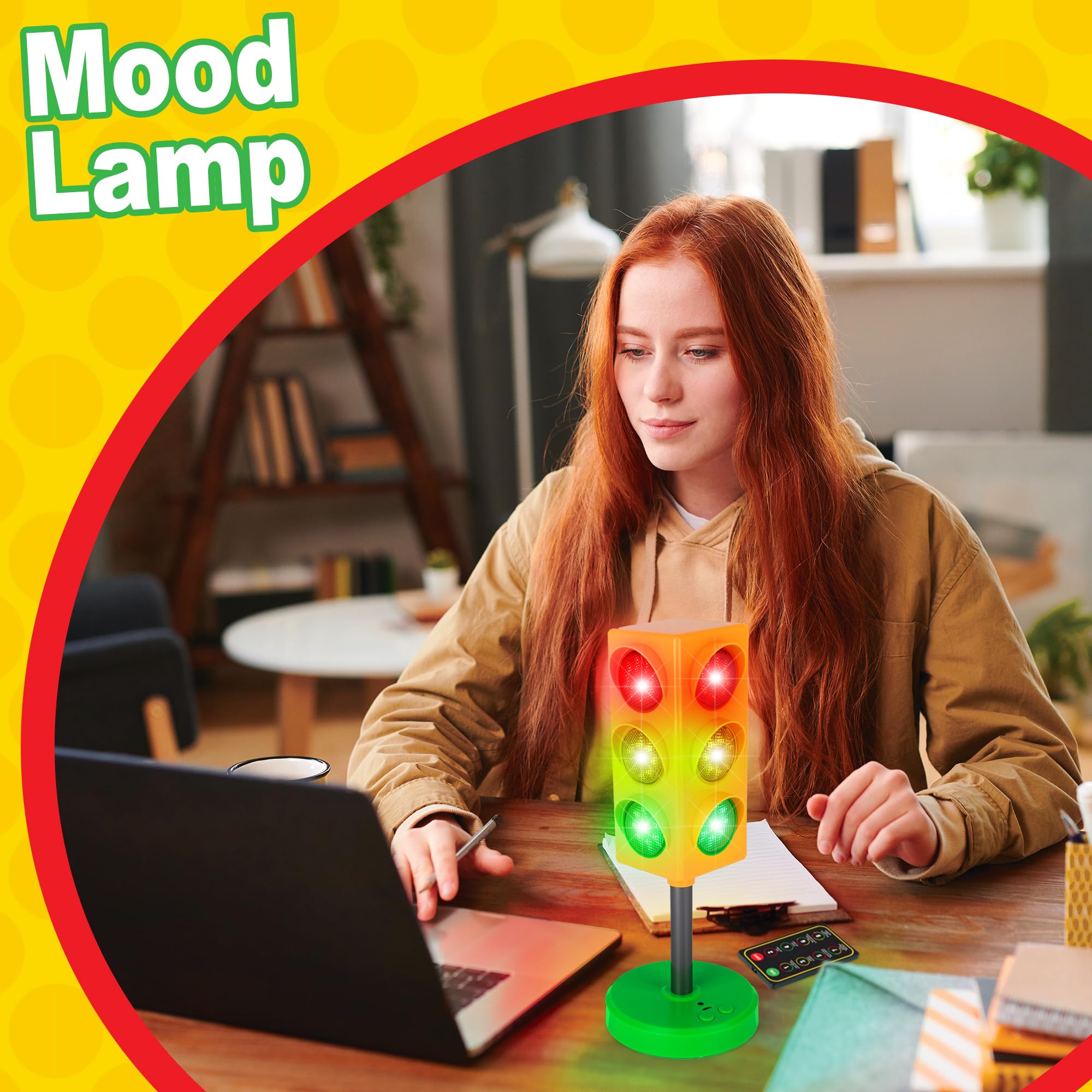 ArtCreativity Traffic Light Lamp for Kids - Remote Control, 8 Patterns - Perfect for Classroom & Bedroom Decor