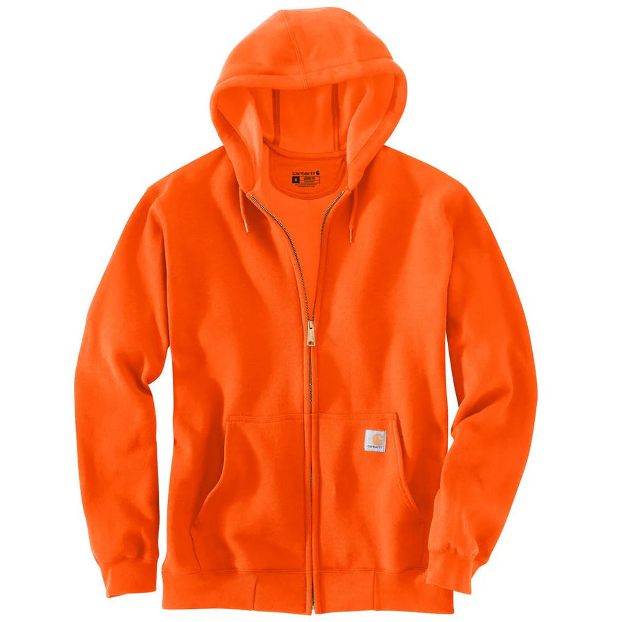 Carhartt Men's Loose Fit Full Zip Hooded Sweatshirt - Brite Orange | Heavyweight Fleece Jacket for Work & Outdoor Activities | Construction, Hiking, Camping