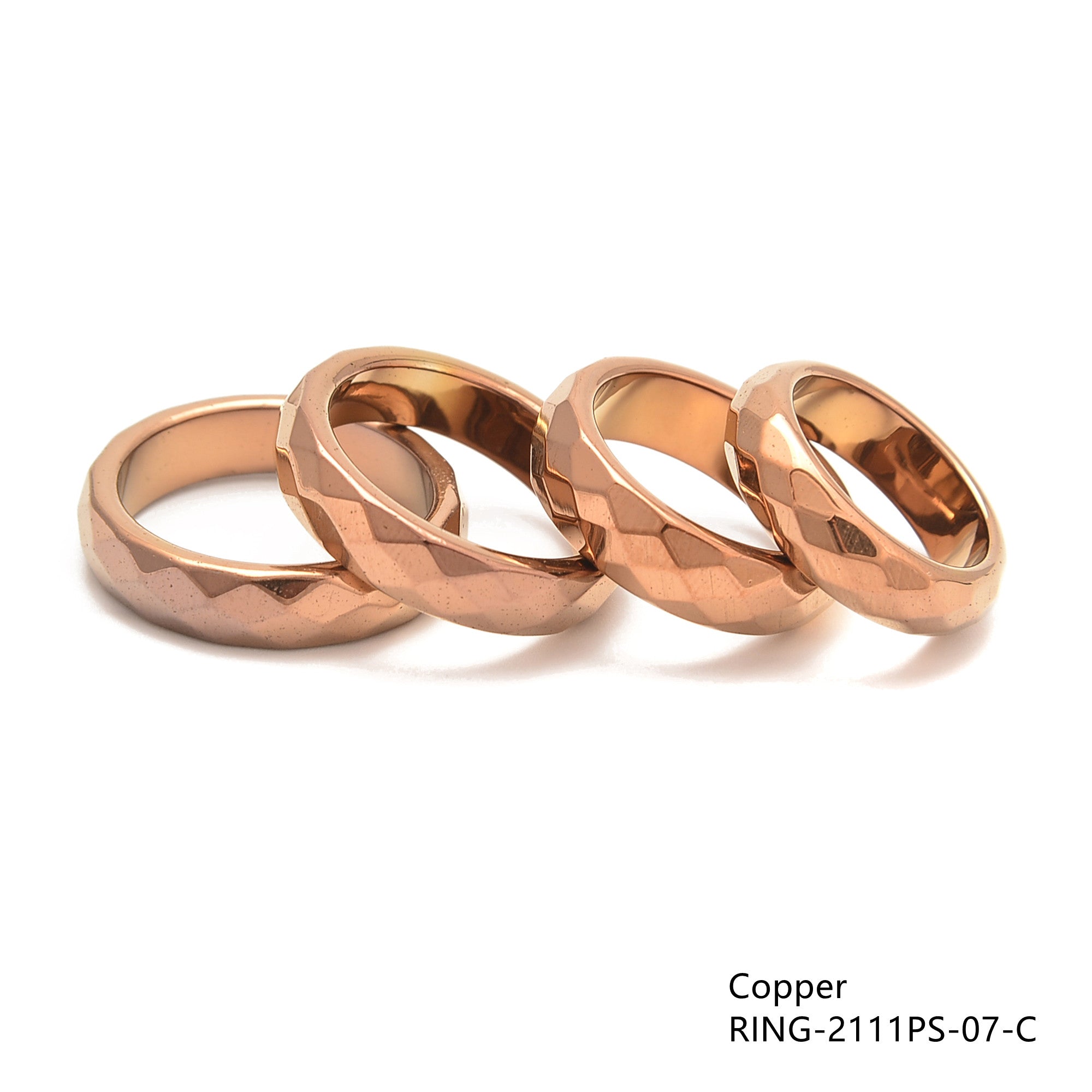 4-Pack Hematite Band Rings - Faceted Stone Jewelry Set in 4 Sizes (6/7/8/9) | Adjustable Unisex Rings for Men & Women | Perfect for Everyday Wear, Gifts & Spiritual Healing