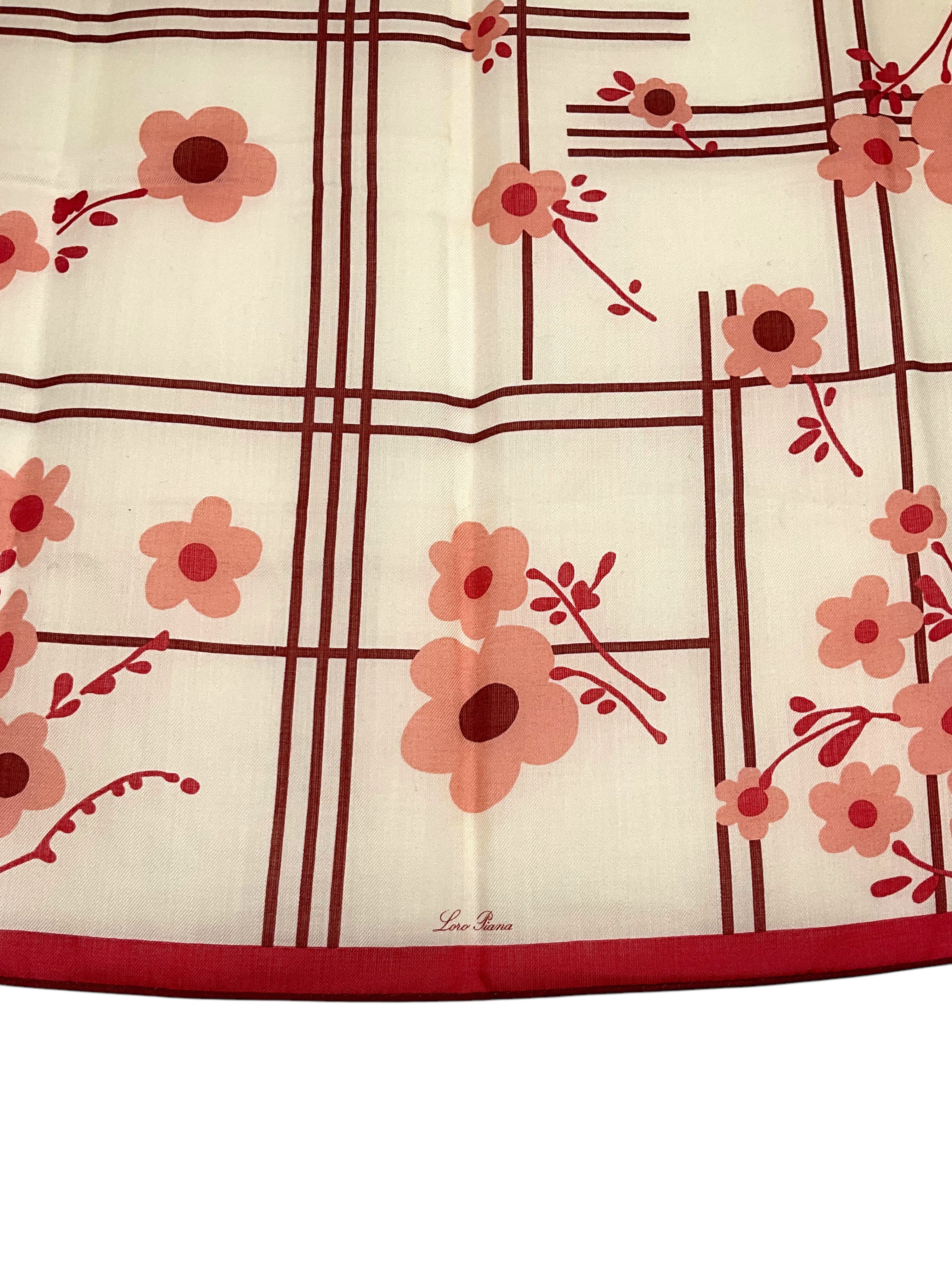 Loro Piana Floral Printed Cashmere Silk Scarf for Women - Luxury Soft Wrap Shawl for Fall Winter Fashion, Office, Travel & Gift Giving