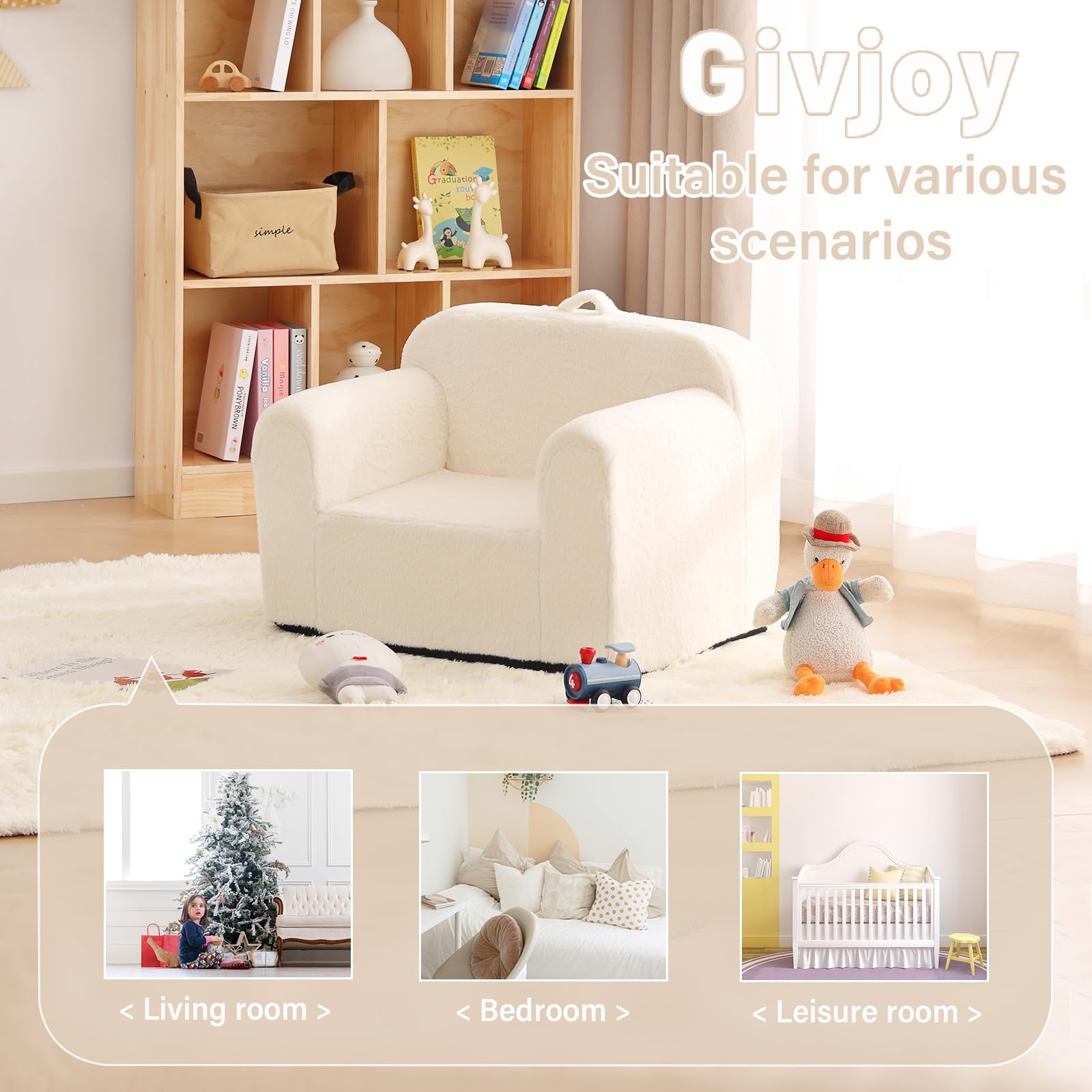 Plush Toddler Chair & Kids Couch - Convertible Comfy Sofa Lounger for Boys & Girls - Soft Reading Chair for Bedroom & Playroom - Perfect for Storytime, Playtime & Relaxation