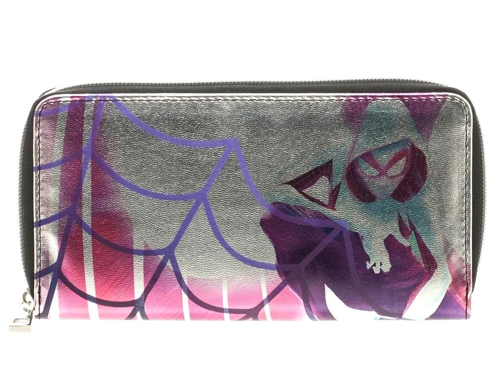 Marvel Spider-Gwen Unisex Purple Cartoon Zip Wallet for Adults - Perfect for Cosplay, Comic Con & Everyday Use