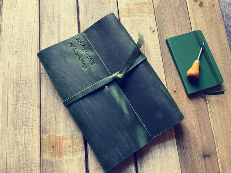 Premium Refillable Green Leather Journal for Writing, Sketching & Note Taking - Perfect Gift for Writers, Artists & Students