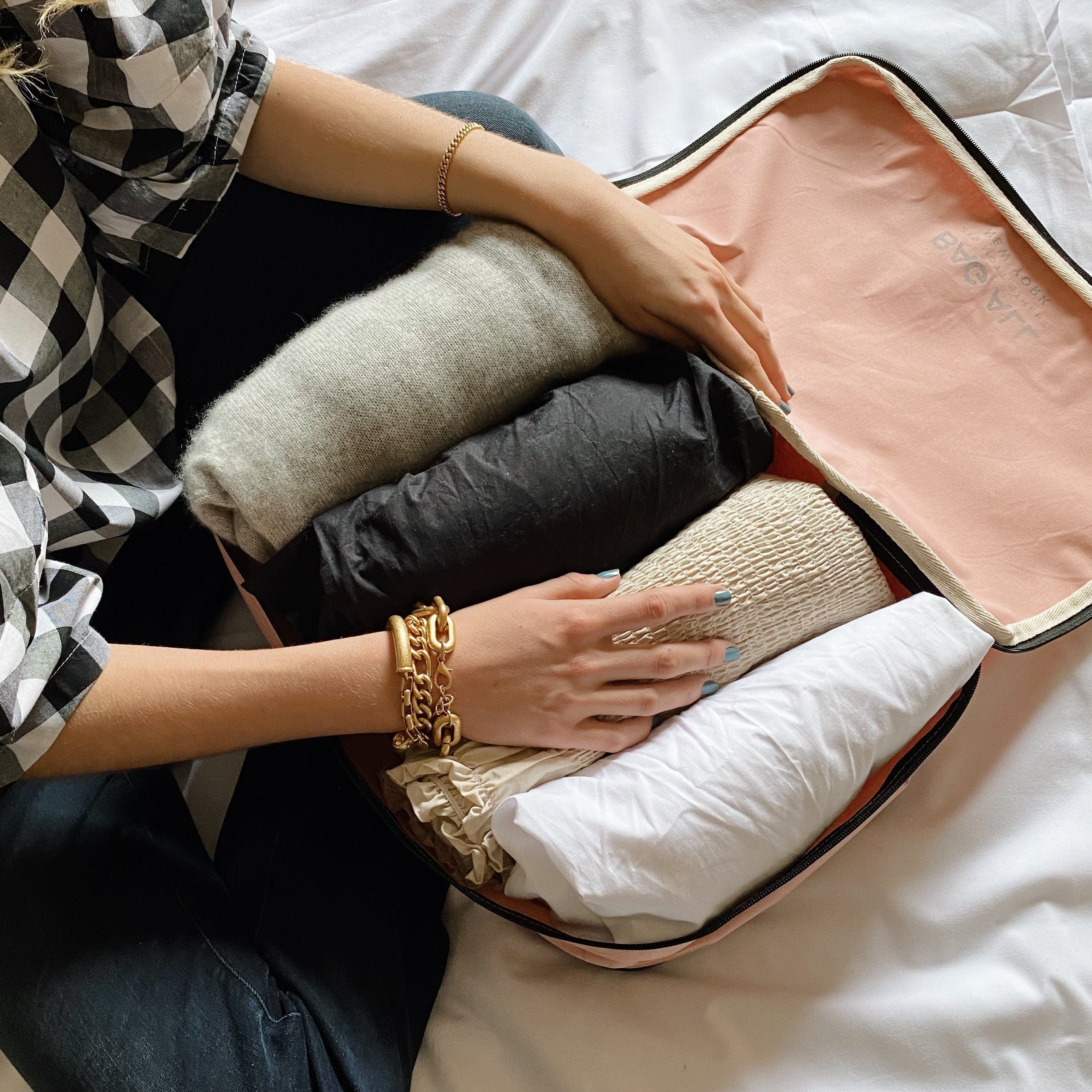 3-Pack Weekend Travel Packing Set - Pink & Blush Organizers for Vacation, Business Trips & Weekend Getaways