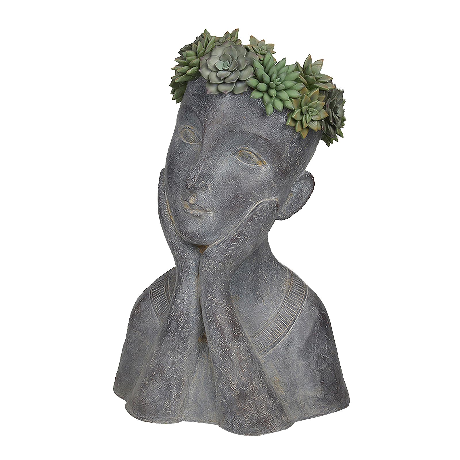 Newman House Studio Face Cactus Succulents Planter Pot - Indoor/Outdoor Decorative Flower Pot with Drainage Hole, Farmhouse Decor (11 x 8.5 x 16.5 inches) - Perfect for Home, Office, Garden & Patio Decorations