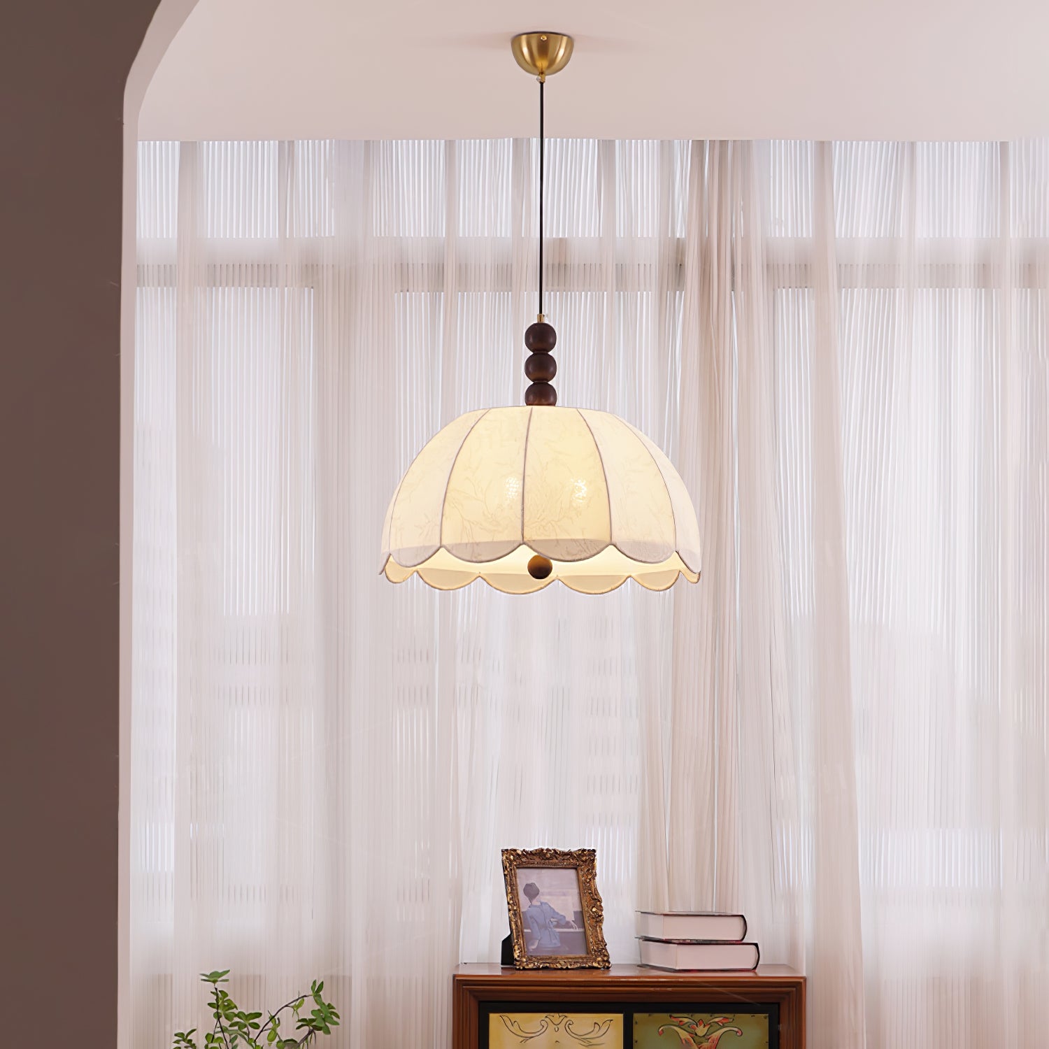 Blossom Fabric Pendant Light - Elegant Floral Hanging Lamp for Bedroom, Living Room & Dining Room Decor - Perfect for Boho, Farmhouse & Modern Interior Design