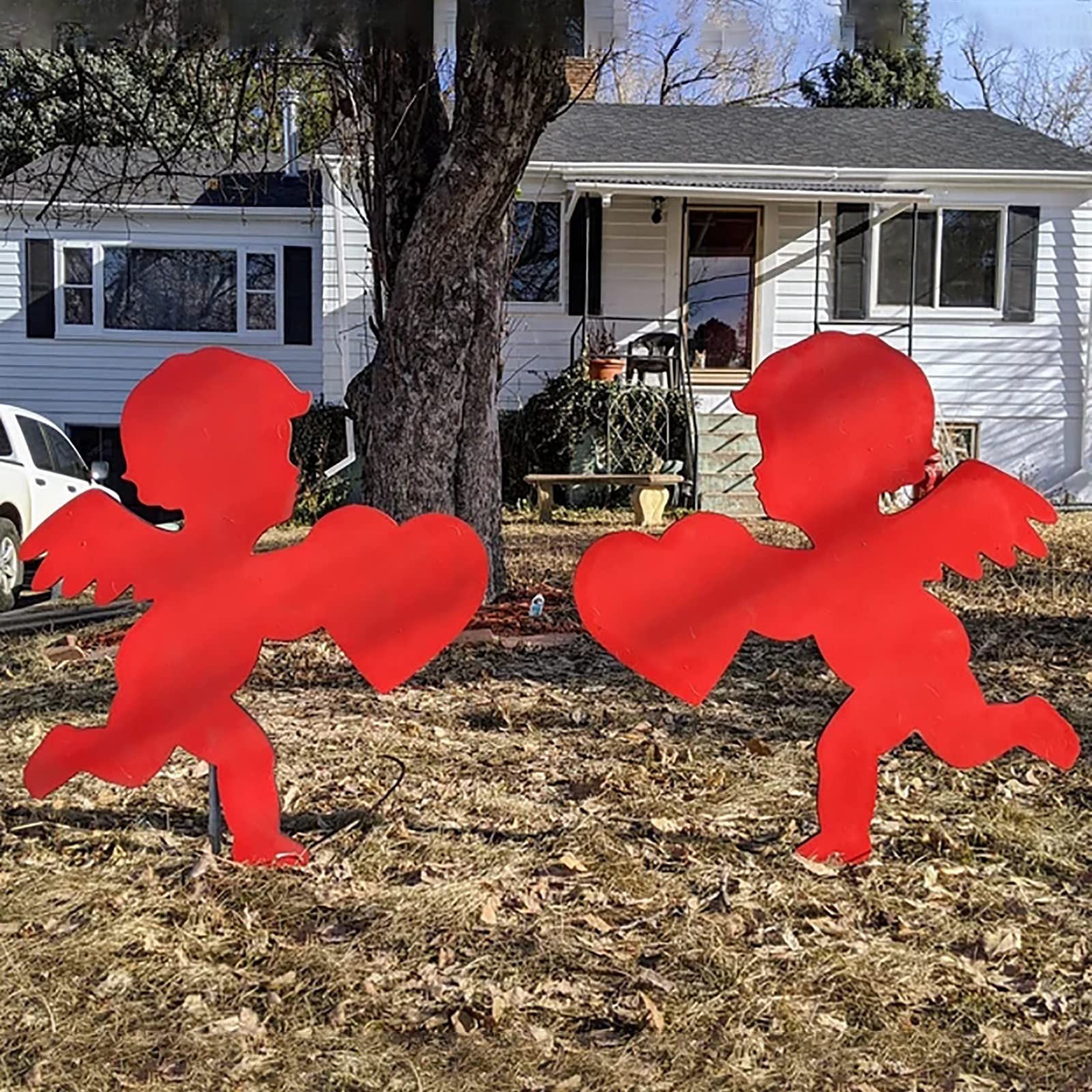 Guolarizi Valentine's Day Garden Stakes - Outdoor Yard Decor with Heart-Shaped Decoration, Red Home Garden Accents for Romantic Backyard & Patio