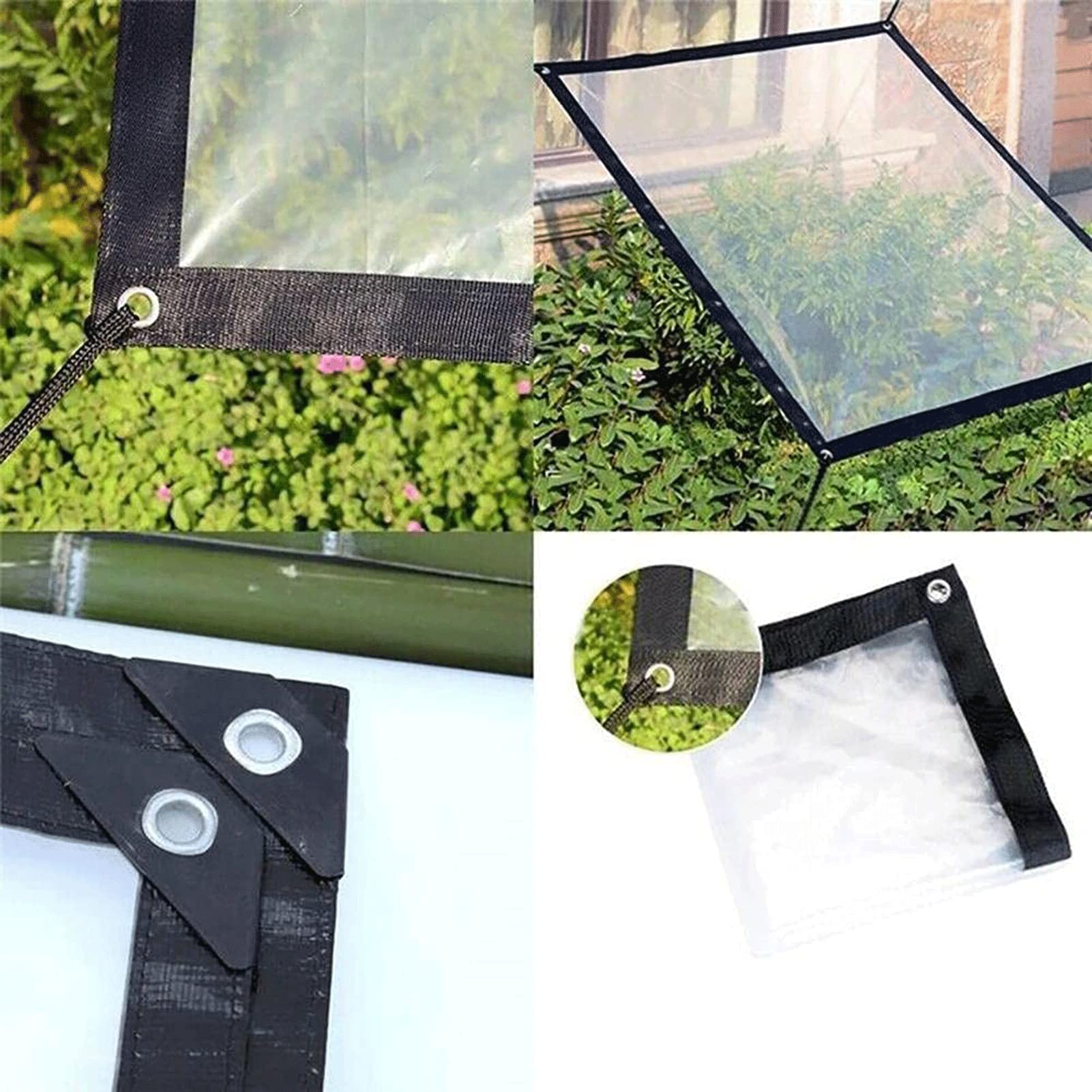 Heavy Duty Clear Waterproof Transparent Tarp with Grommets - Durable Tarpaulin Cover for Garden, Canopy, Balcony, Tent, Boat, Camping & Outdoor Protection