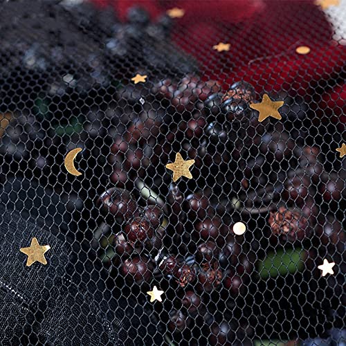Premium Black Floral Wrapping Paper - 48cm x 1m Roll with Gold Star & Moon Design for DIY Bouquets, Scrapbooking & Craft Projects - Ideal for Wedding, Birthday & Gift Packaging Decorations