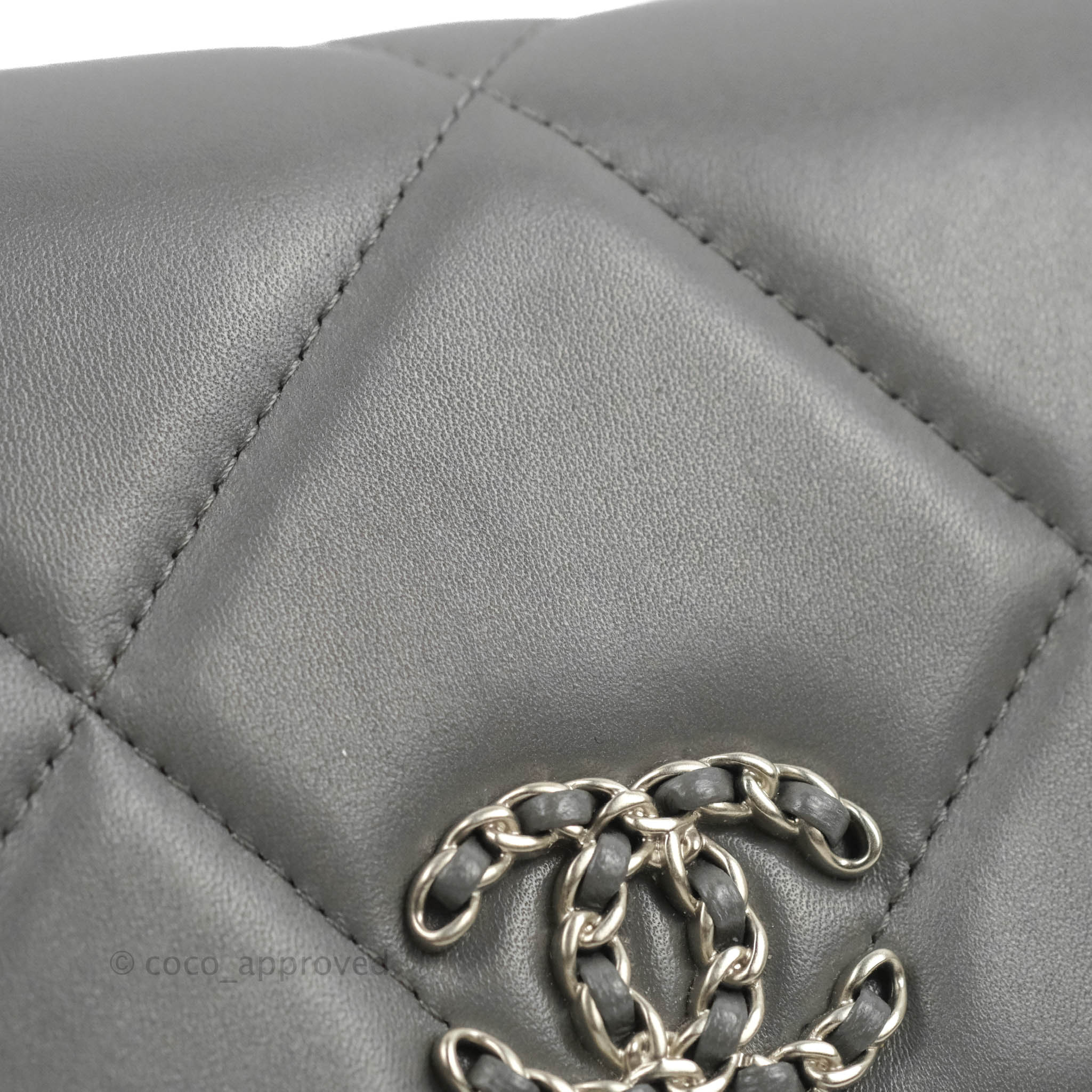 Chanel 19 Wallet on Chain WOC - Dark Grey Lambskin Leather with Mixed Hardware | Luxury Crossbody Bag for Women, Perfect for Evening Events & Daily Use