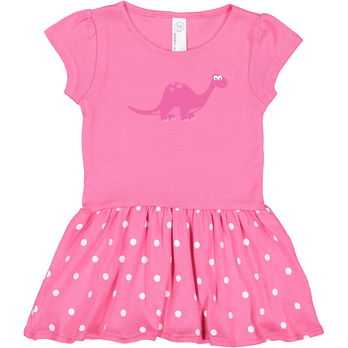Inktastic Pink Dinosaur Toddler Dress - Cute Dino Print Girls' Outfit for Birthday, Playdate & Photo Shoots | Soft Cotton Kids Clothing for Ages 2-4