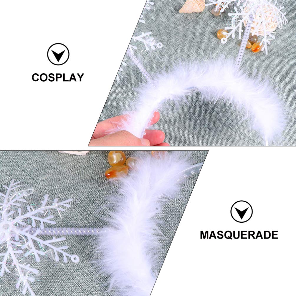 FRCOLOR 2 Pack Christmas Snowflake Headbands with Feathers - Festive Hair Hoop Boppers for Women & Girls - Perfect for Holiday Parties, Xmas Photos & Winter Celebrations