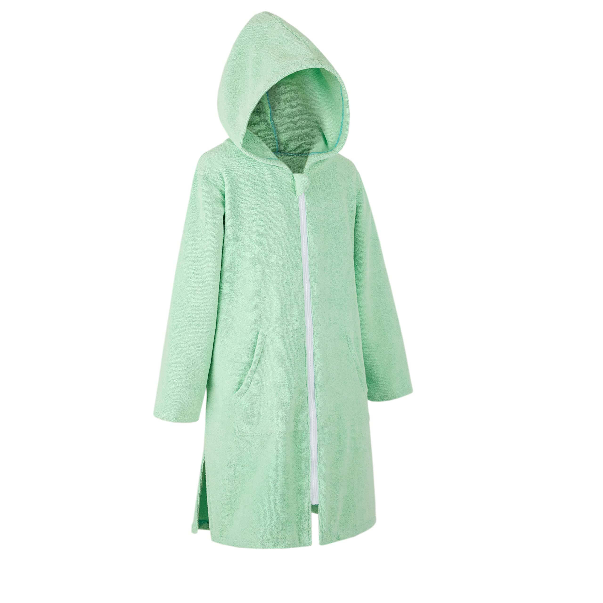 MissShorthair Kids Hooded Towel Robe with Zipper - Soft Beach Cover Up & Swim Changing Robe for Boys and Girls - Quick-Dry Bath Towel Poncho for Pool, Beach & After-Shower
