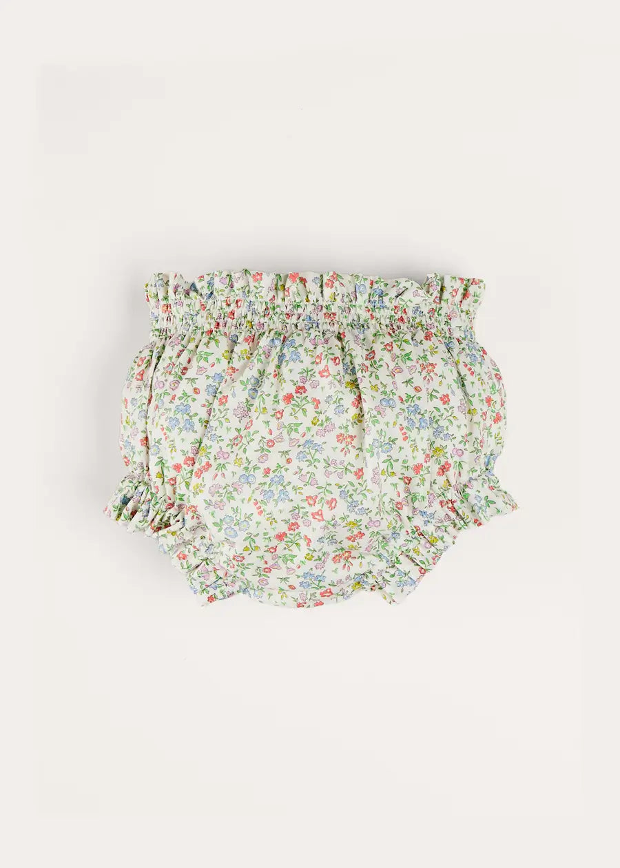 **Liberty Fabric Pink Cordelia Floral Bloomer with Bow for Baby Girls (1m-2yrs) – Perfect for Photoshoots, Special Occasions & Everyday Wear**