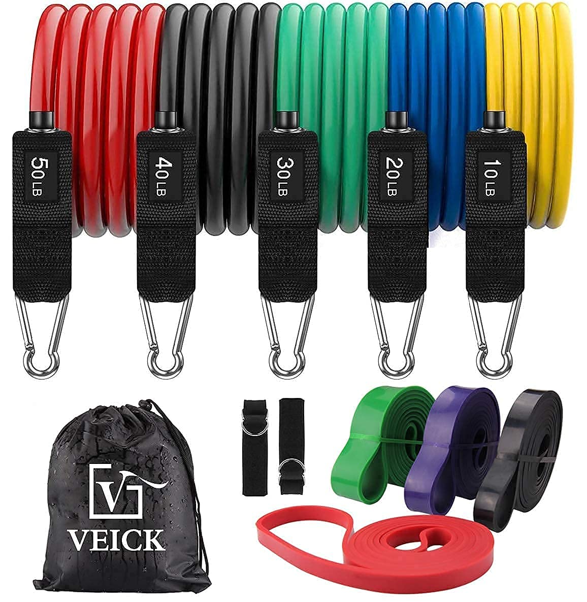 VEICK Resistance Bands Set with Pull Up Bands - 5-Piece Exercise Bands for Home Workout, Strength Training, Yoga & Physical Therapy - Perfect for Gym, Fitness & Rehabilitation