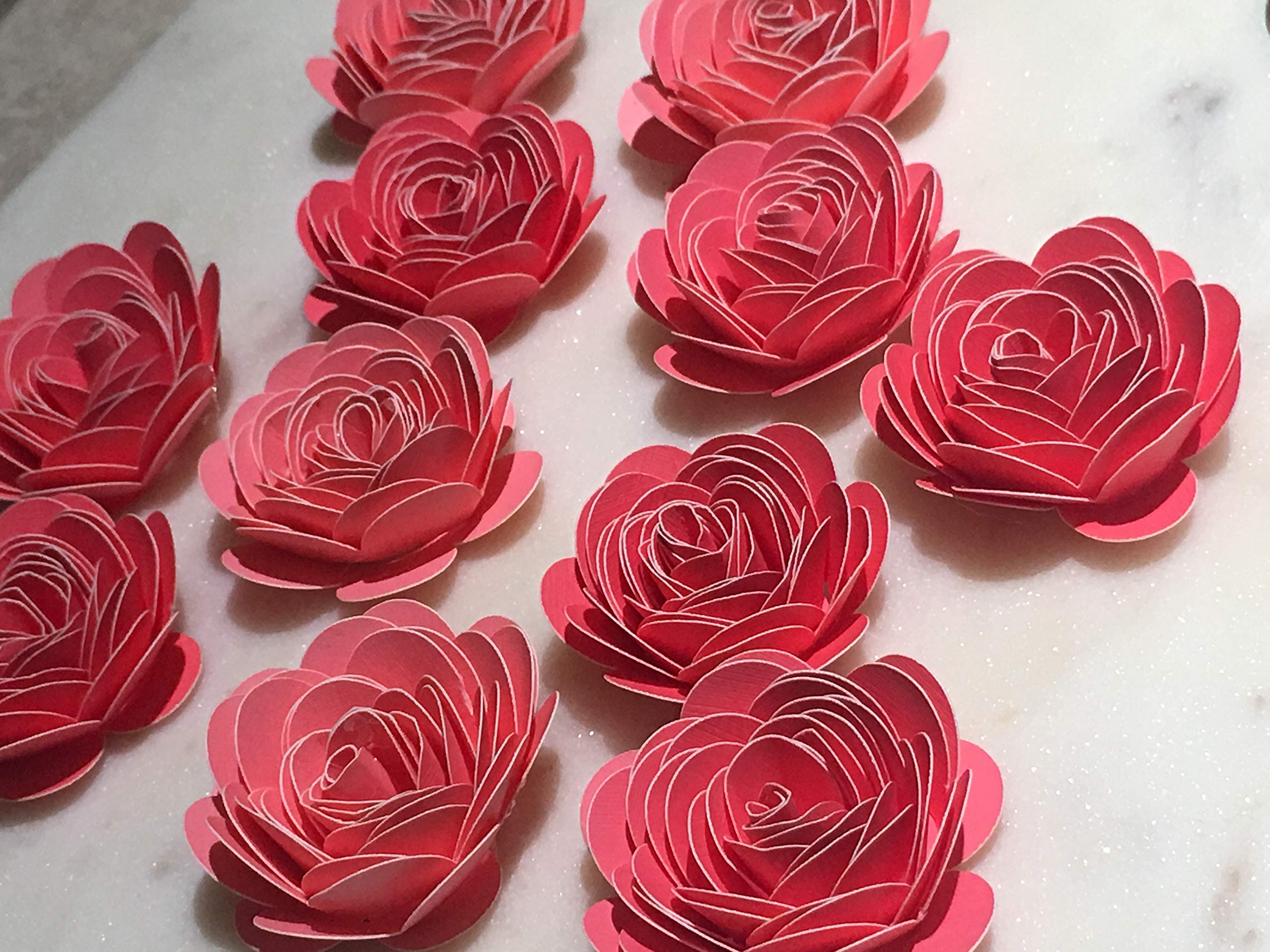 Pink Paper Flower Cupcake Toppers for Weddings, Bridal Showers & Parties - Elegant DIY Cupcake Decorations for Engagement, Bachelorette, Communion & Birthday Celebrations - Perfect for Romantic Events & Special Occasions