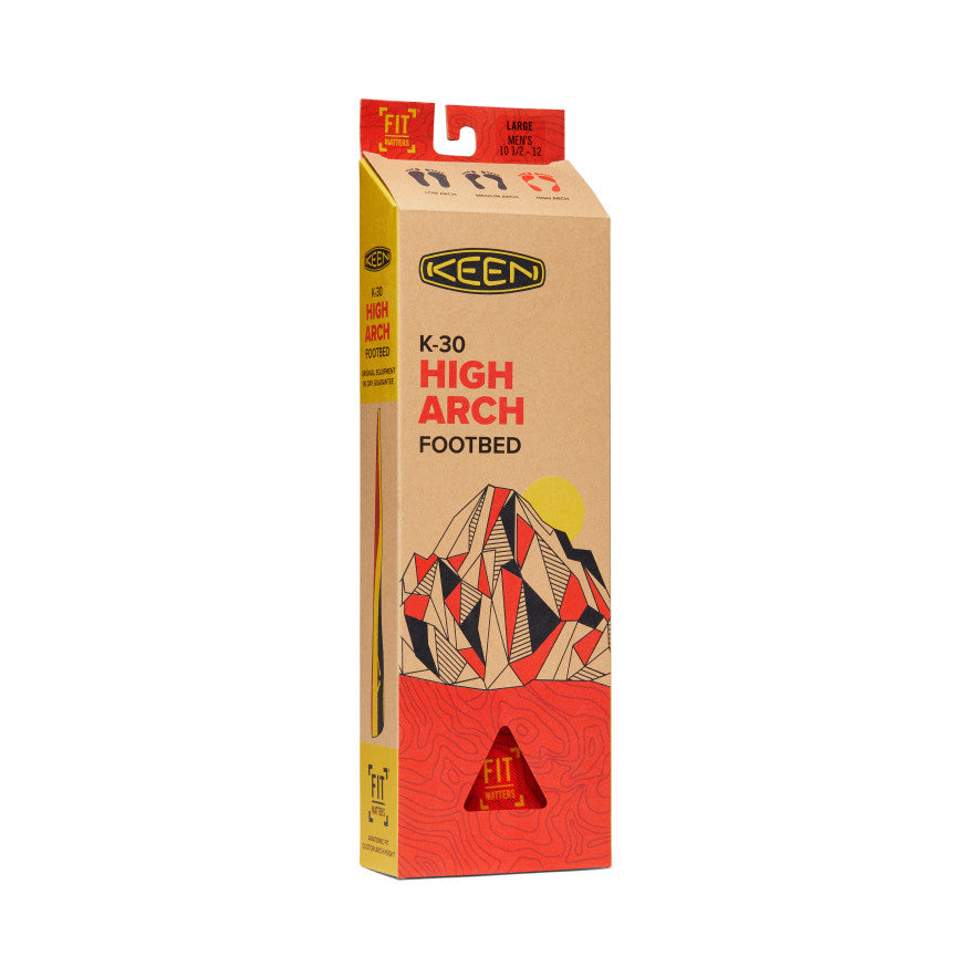 Men's High Arch Support Insoles for Outdoor Activities - K 30 Comfort Foot Orthotics (Red) - Perfect for Hiking, Running & Work Boots