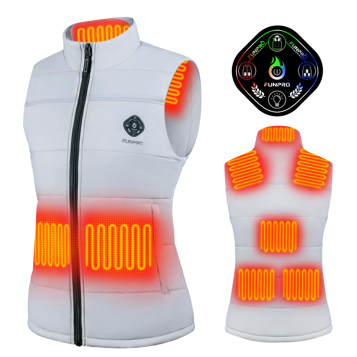 Women's Heated Vest with 5-in-1 Smart Controller - Lightweight Winter Jacket with Lights-Out Design for Outdoor Activities, Hiking & Cold Weather (Battery Pack Not Included)