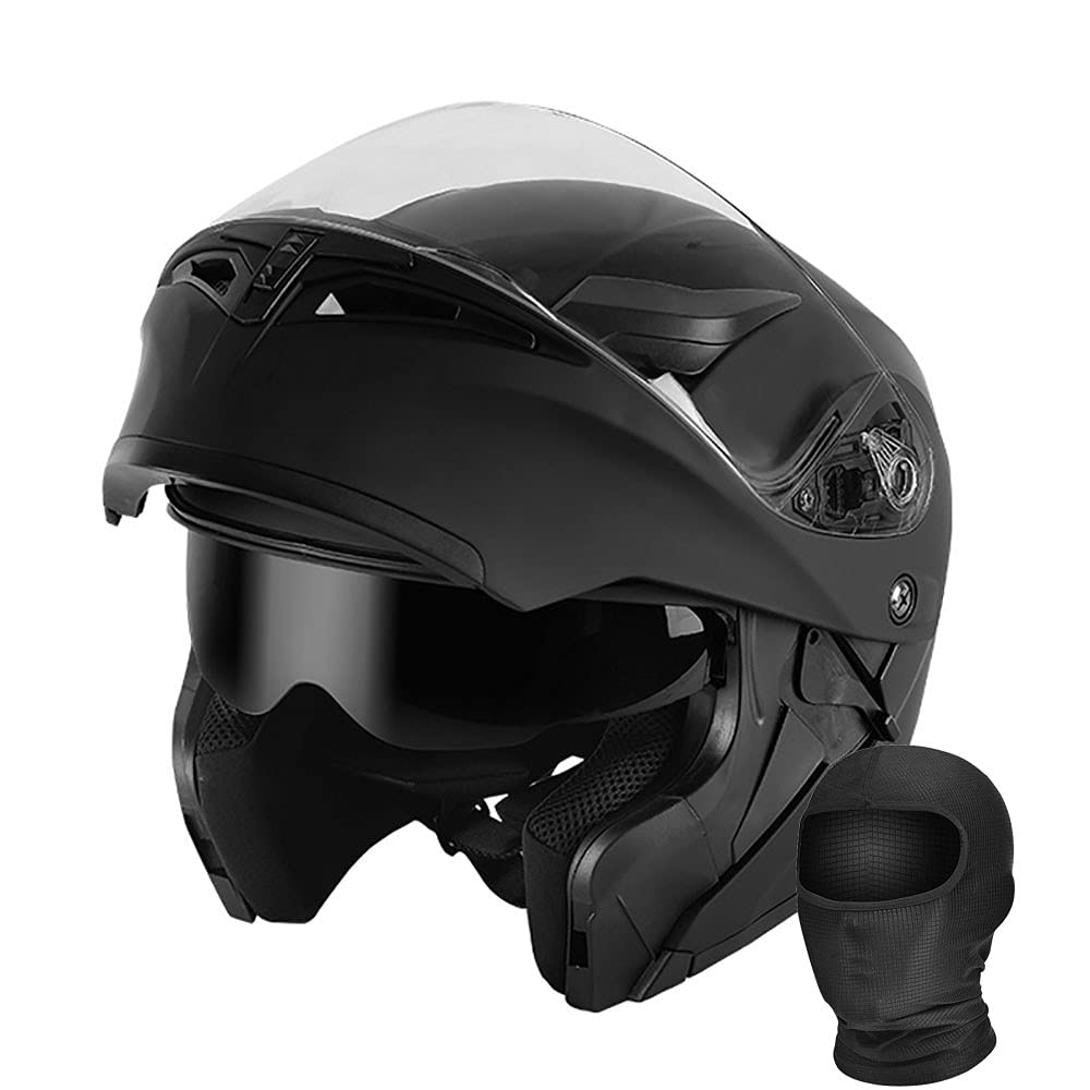 **DOT & ECE Approved Modular Motorcycle Helmet - Full Face Flip-Up Dual Visor Design with Sweat-Absorbent Lining for Men & Women - Ideal for Racing, Commuting & Adventure Riding**