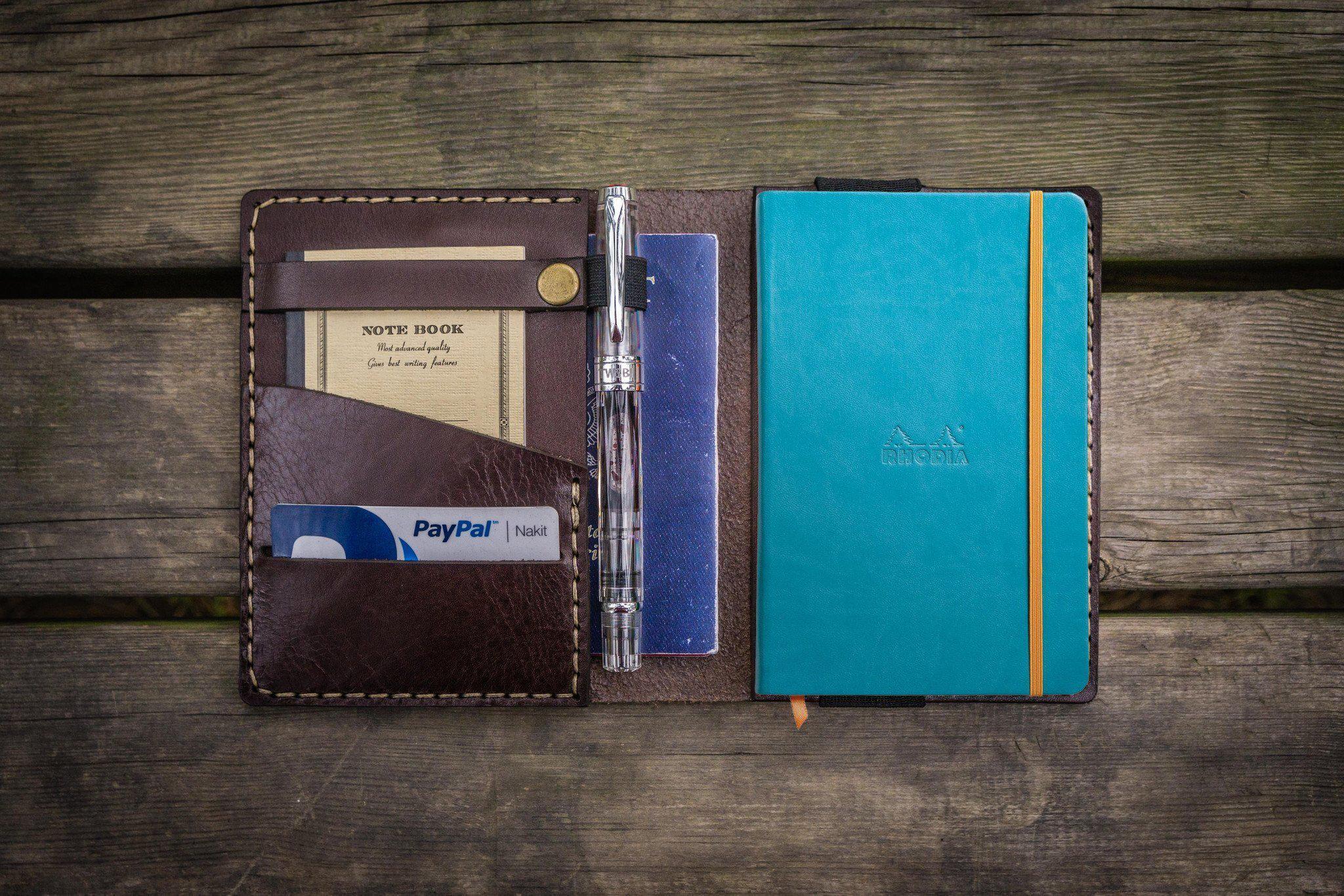 Premium Leather Rhodia A6 Notebook Cover - Dark Brown, Handmade Journal Cover for Writing, Sketching & Travel | Perfect Gift for Writers & Artists
